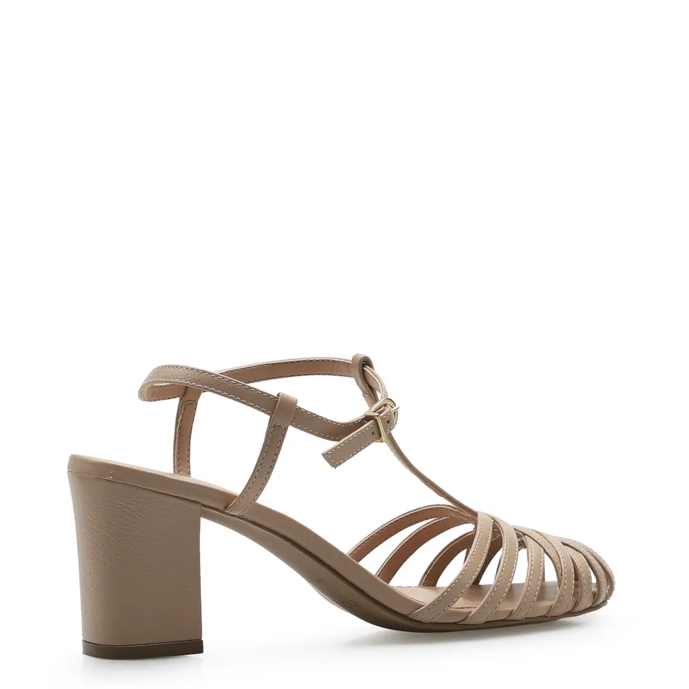 Scarpin Tira t Couro Bege - imagem 3