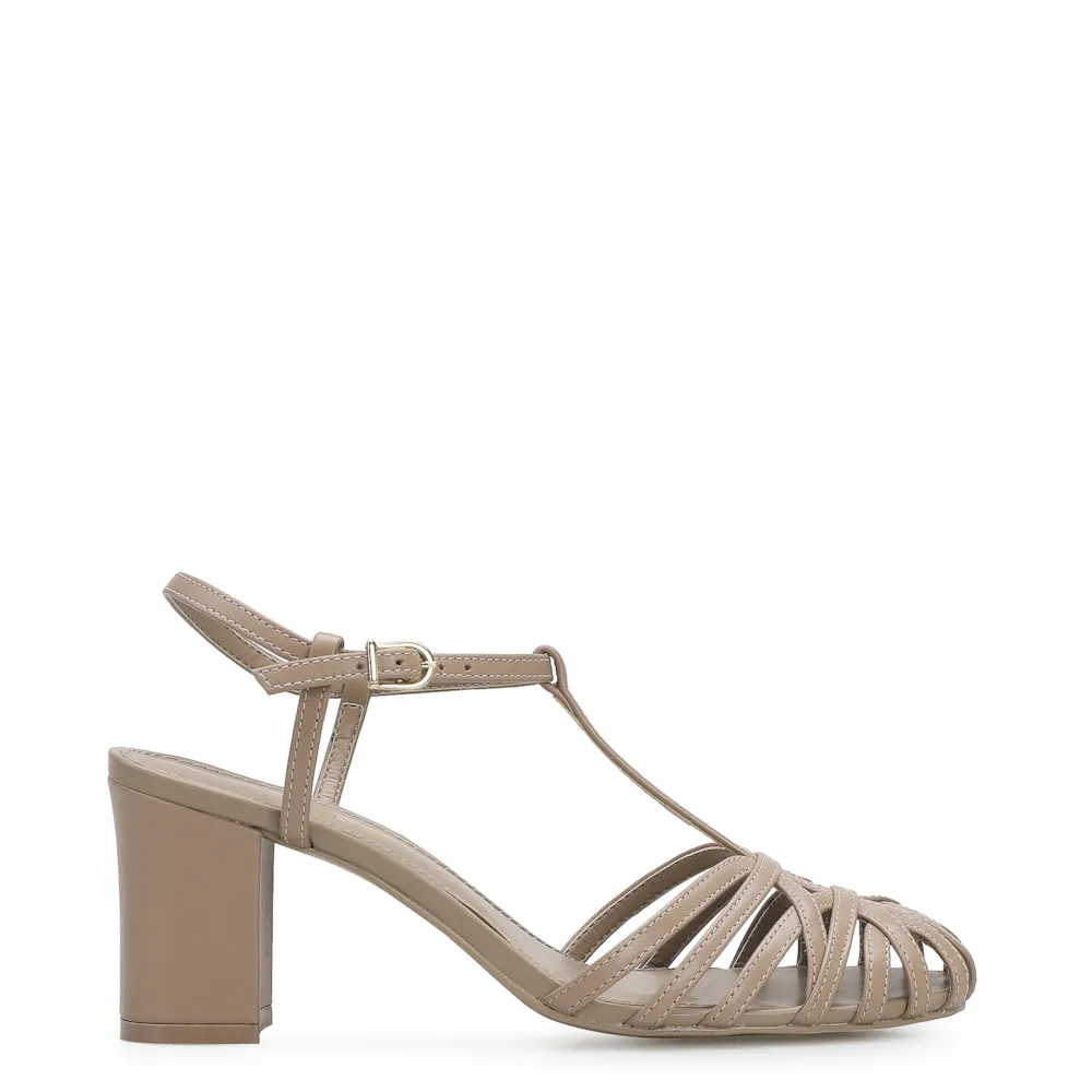 Scarpin Tira t Couro Bege - imagem 2