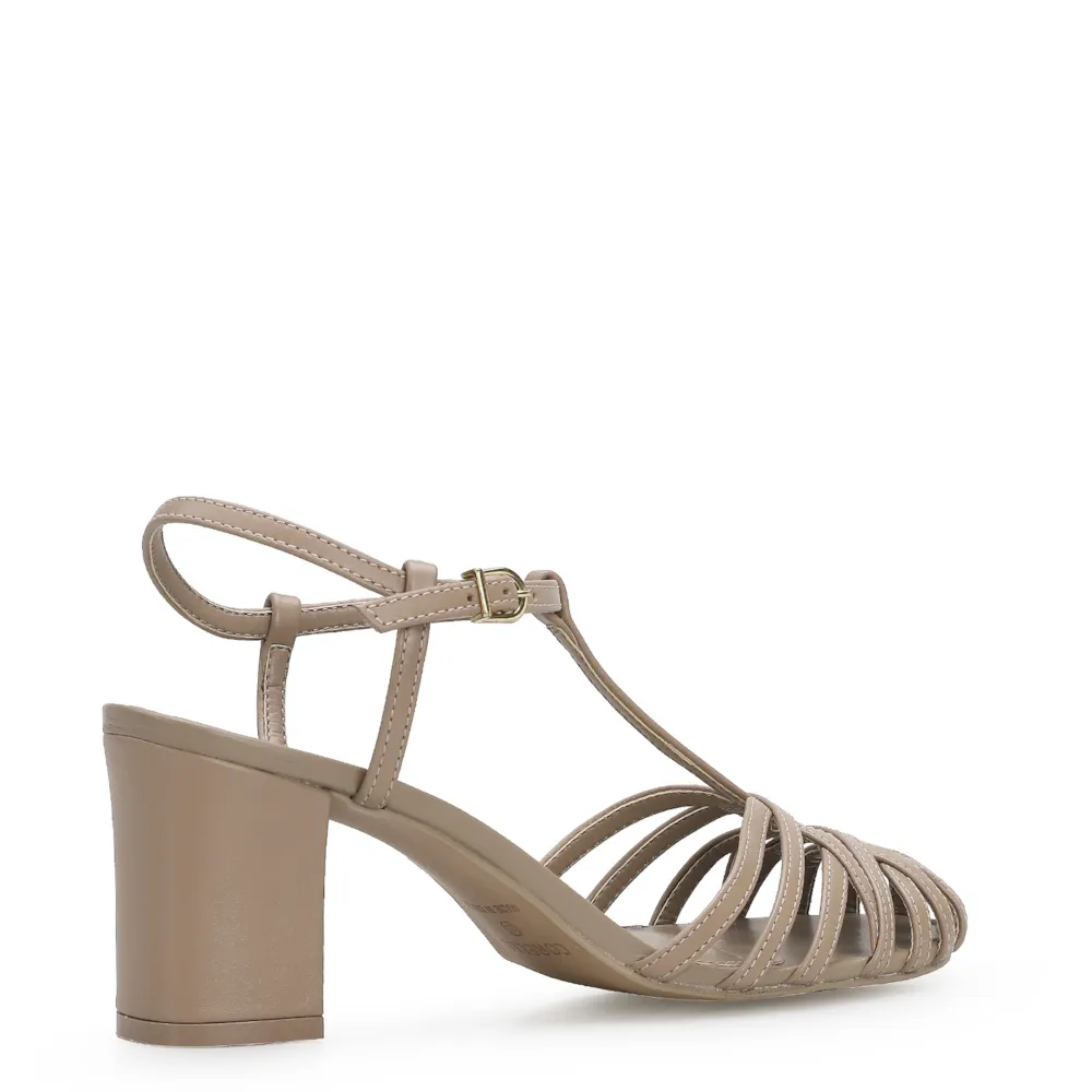 Scarpin Tira t Couro Bege - imagem 3