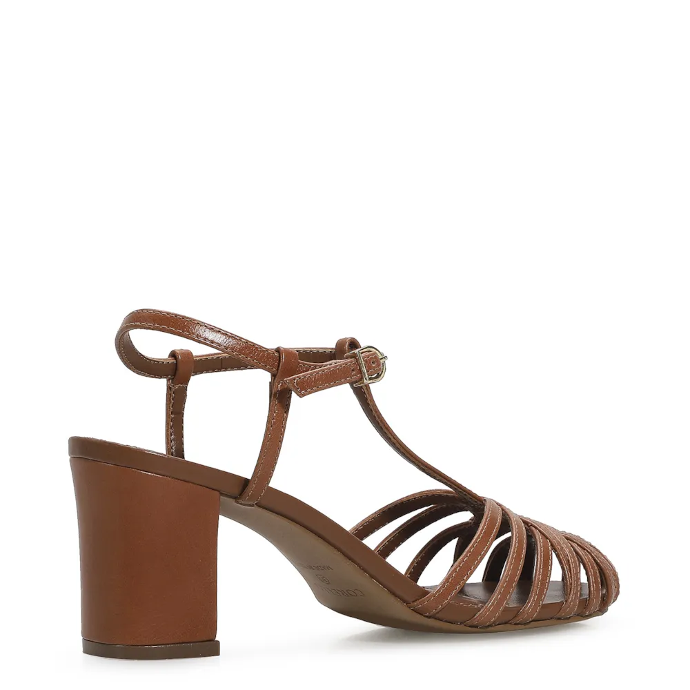 Scarpin Tira t Couro Caramelo - imagem 4