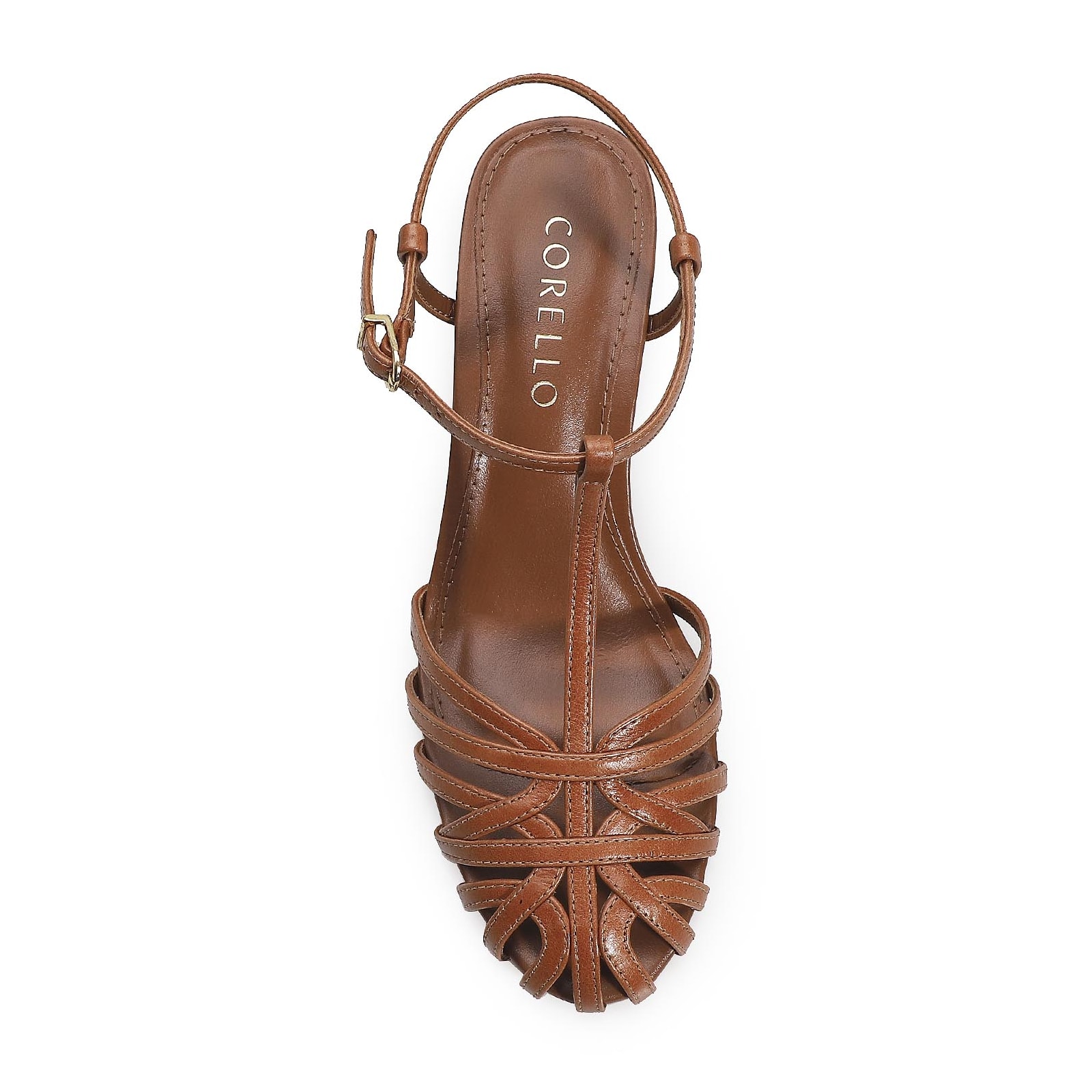 Scarpin Tira t Couro Caramelo