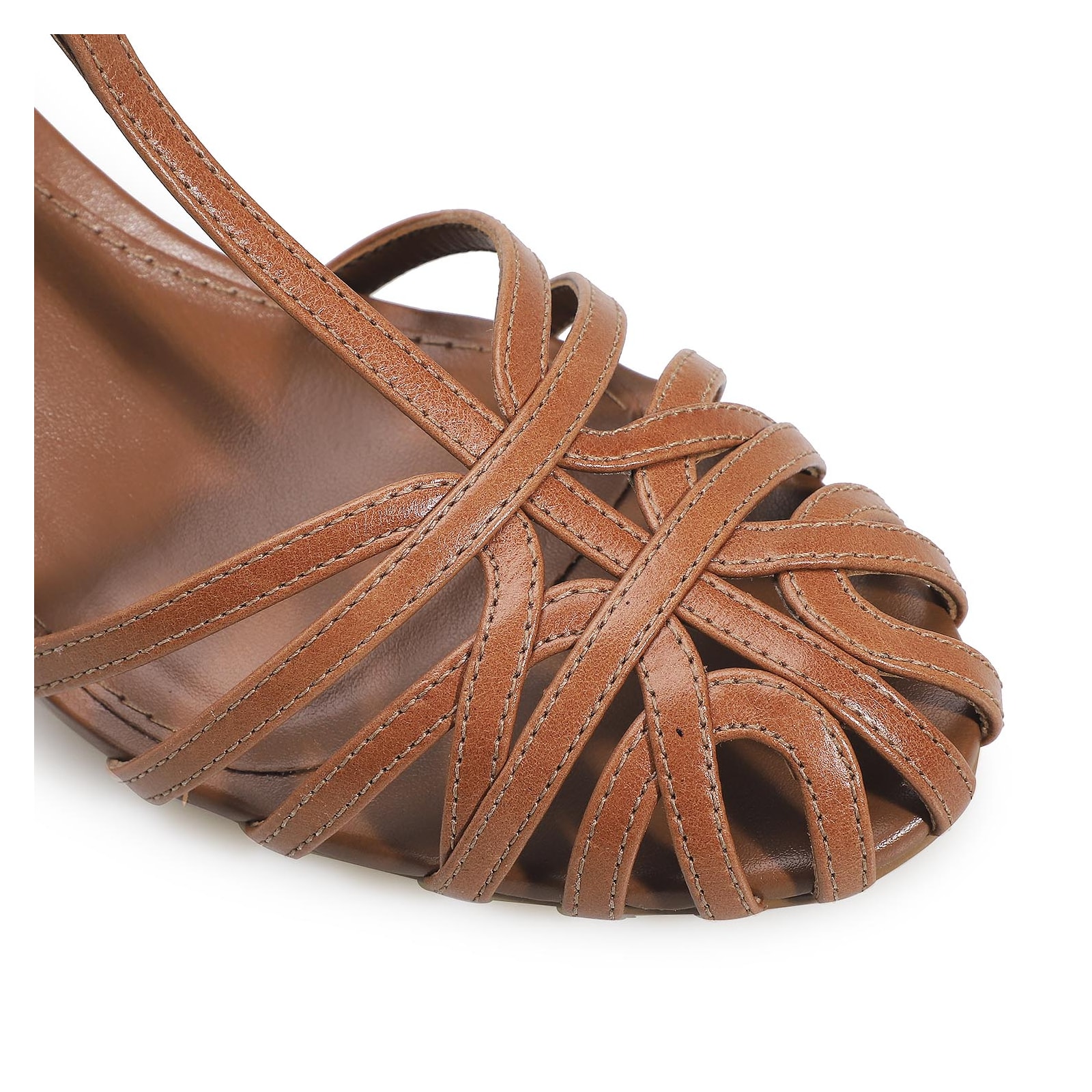 Scarpin Tira t Couro Caramelo