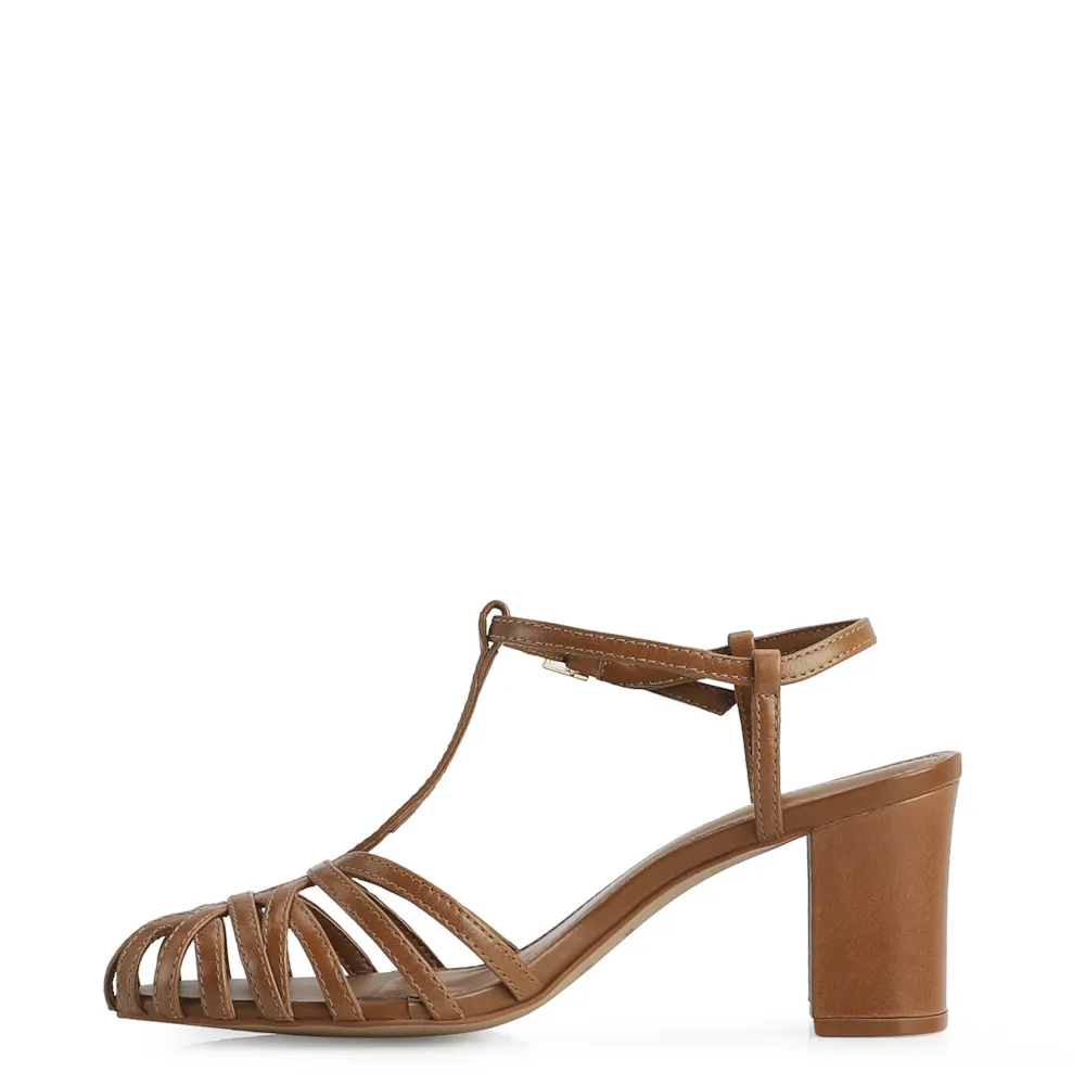 Scarpin Tira t Couro Marrom - imagem 4