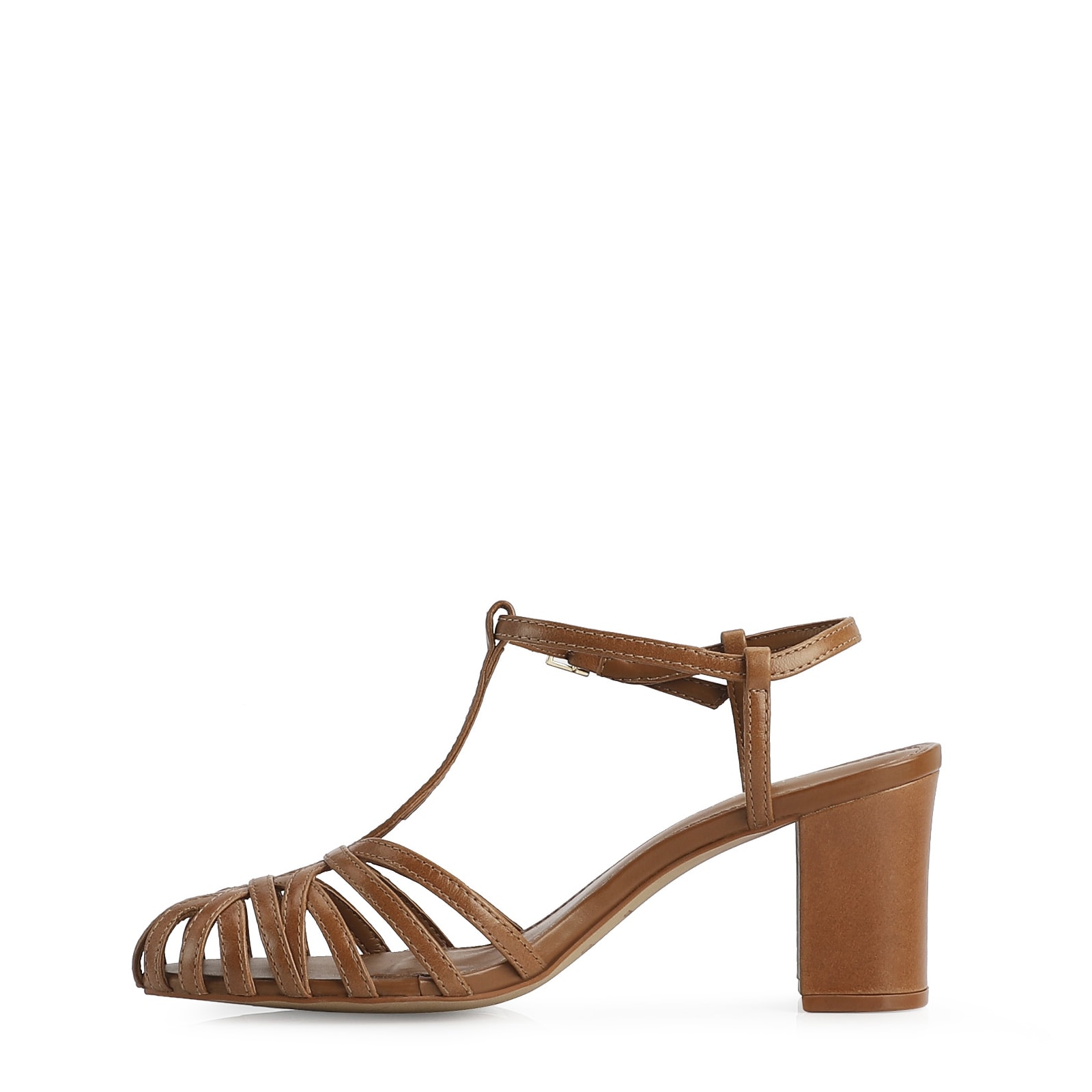Scarpin Tira t Couro Marrom