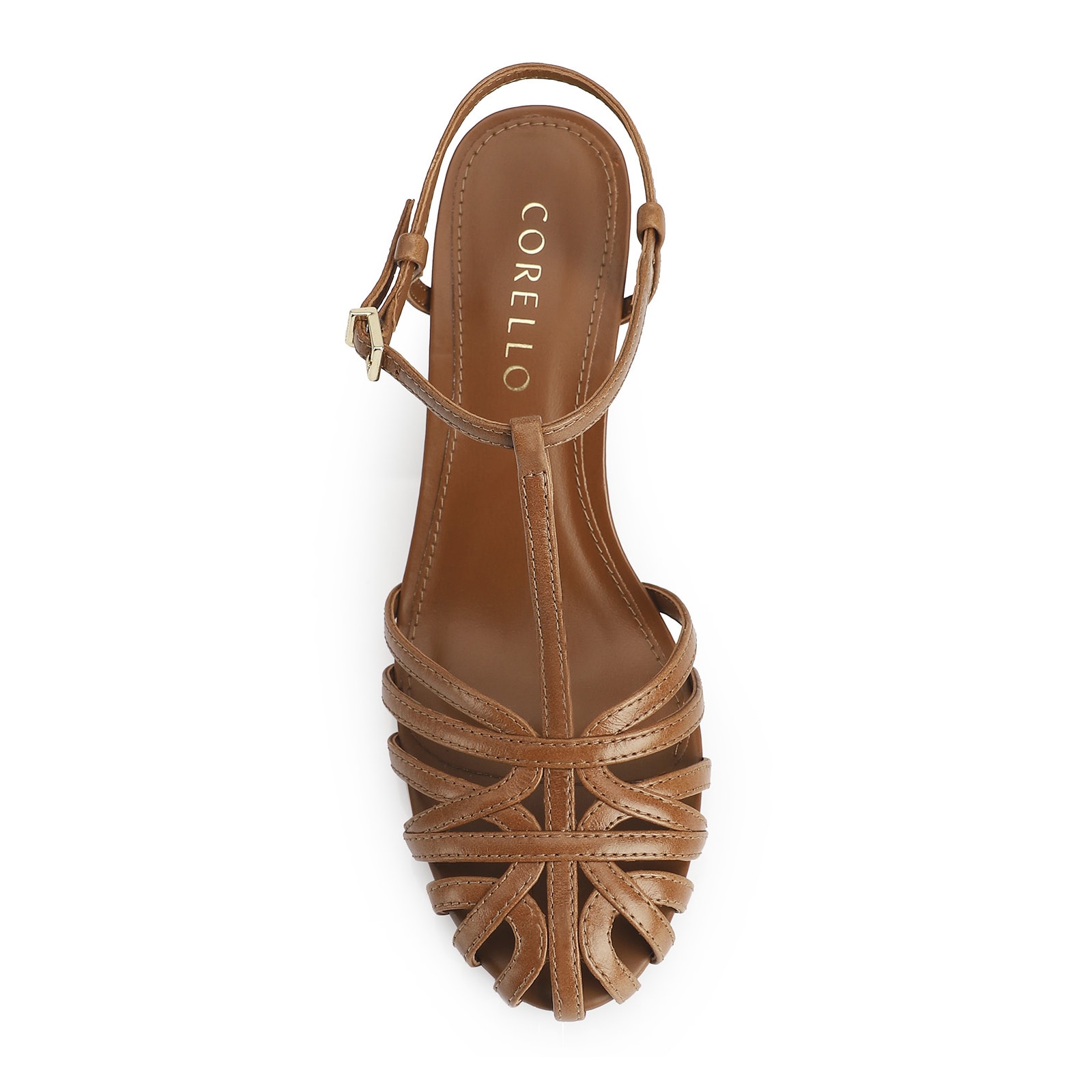 Scarpin Tira t Couro Marrom