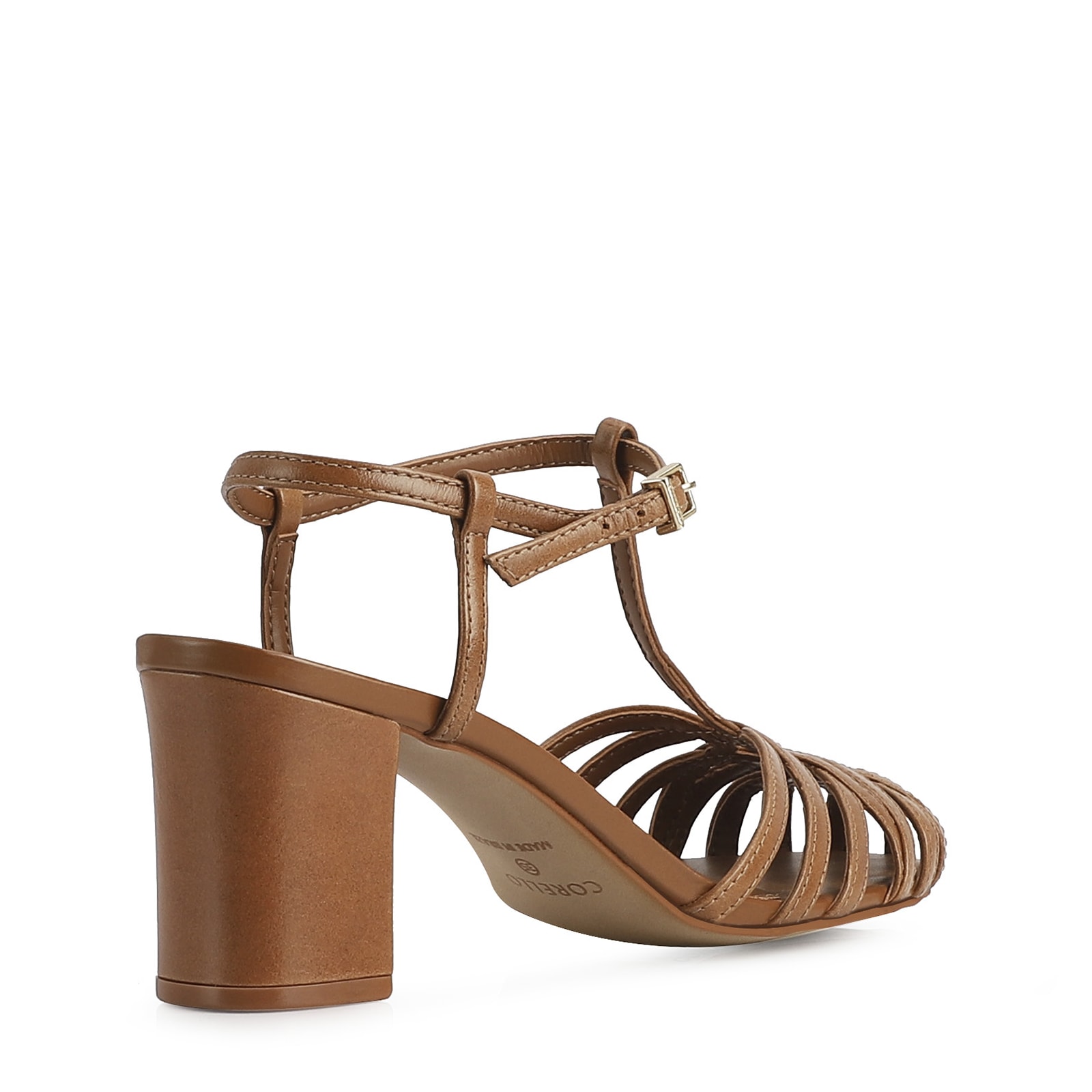 Scarpin Tira t Couro Marrom