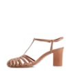 Scarpin Tira t Couro Marrom Claro - imagem 4