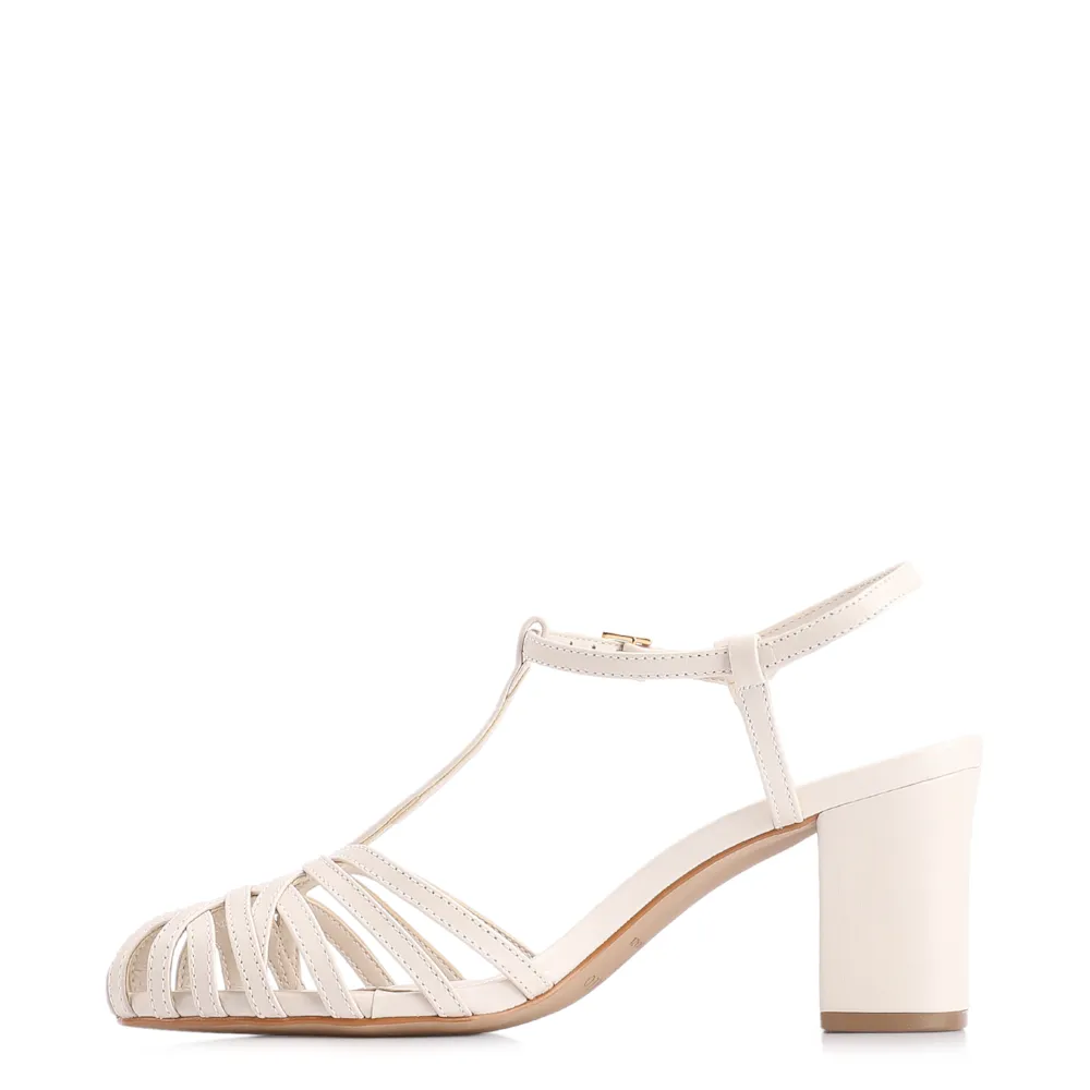 Scarpin Tira t Couro Off White - imagem 4