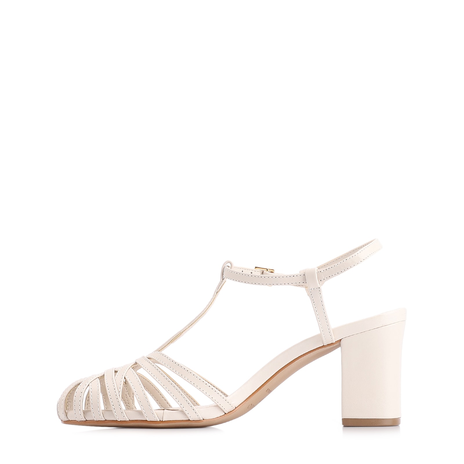 Scarpin Tira t Couro Off White