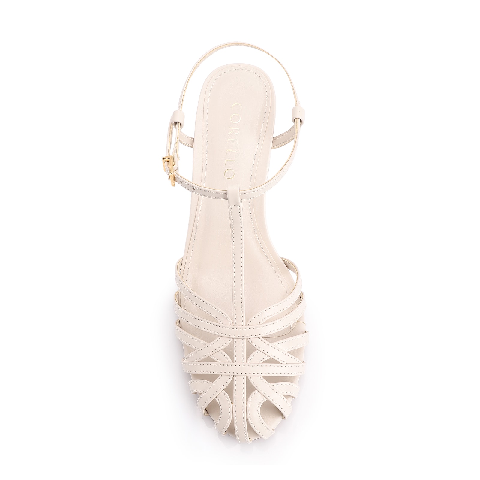 Scarpin Tira t Couro Off White