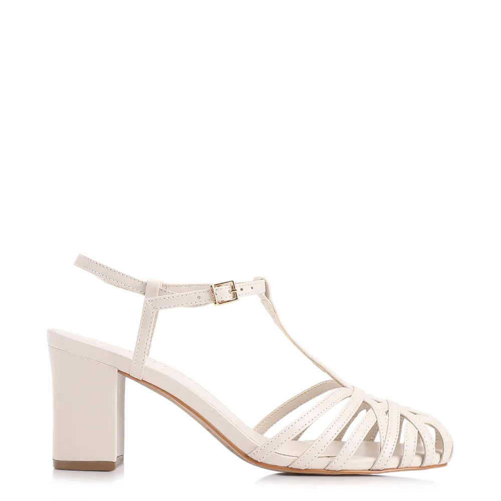 Scarpin Tira t Couro Off White - imagem 2