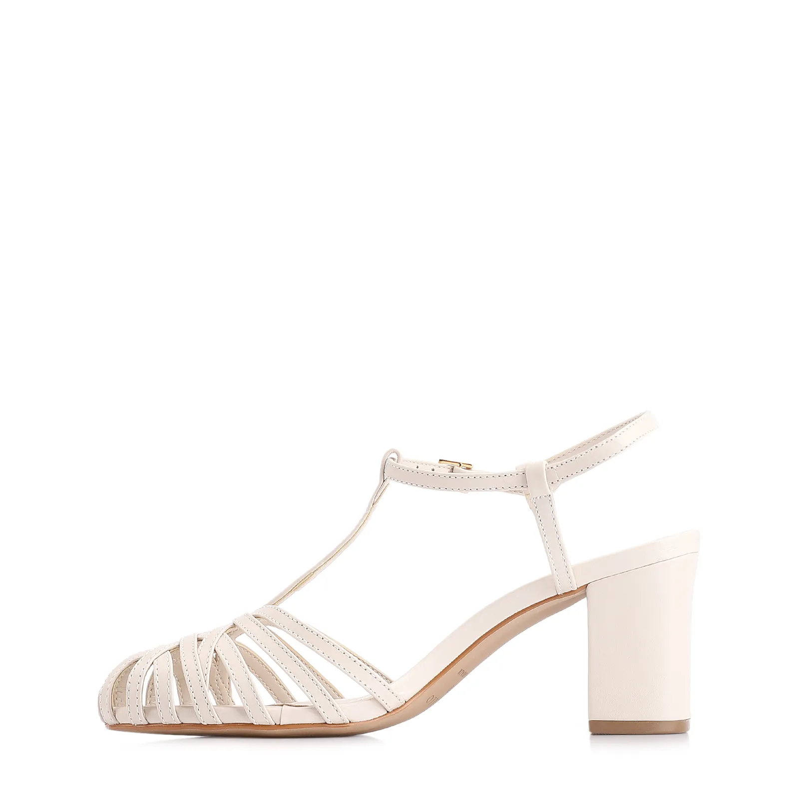 Scarpin Tira t Couro Off White