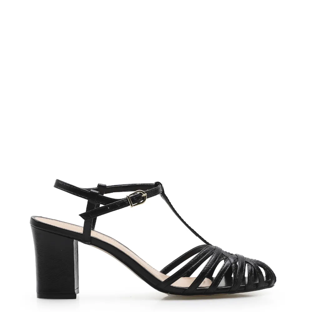 Scarpin Tira t Couro Preto - imagem 2