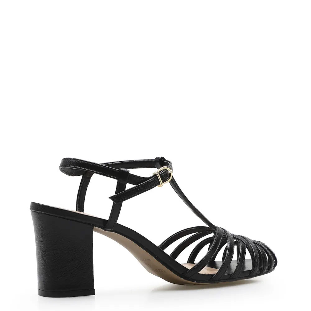 Scarpin Tira t Couro Preto - imagem 3