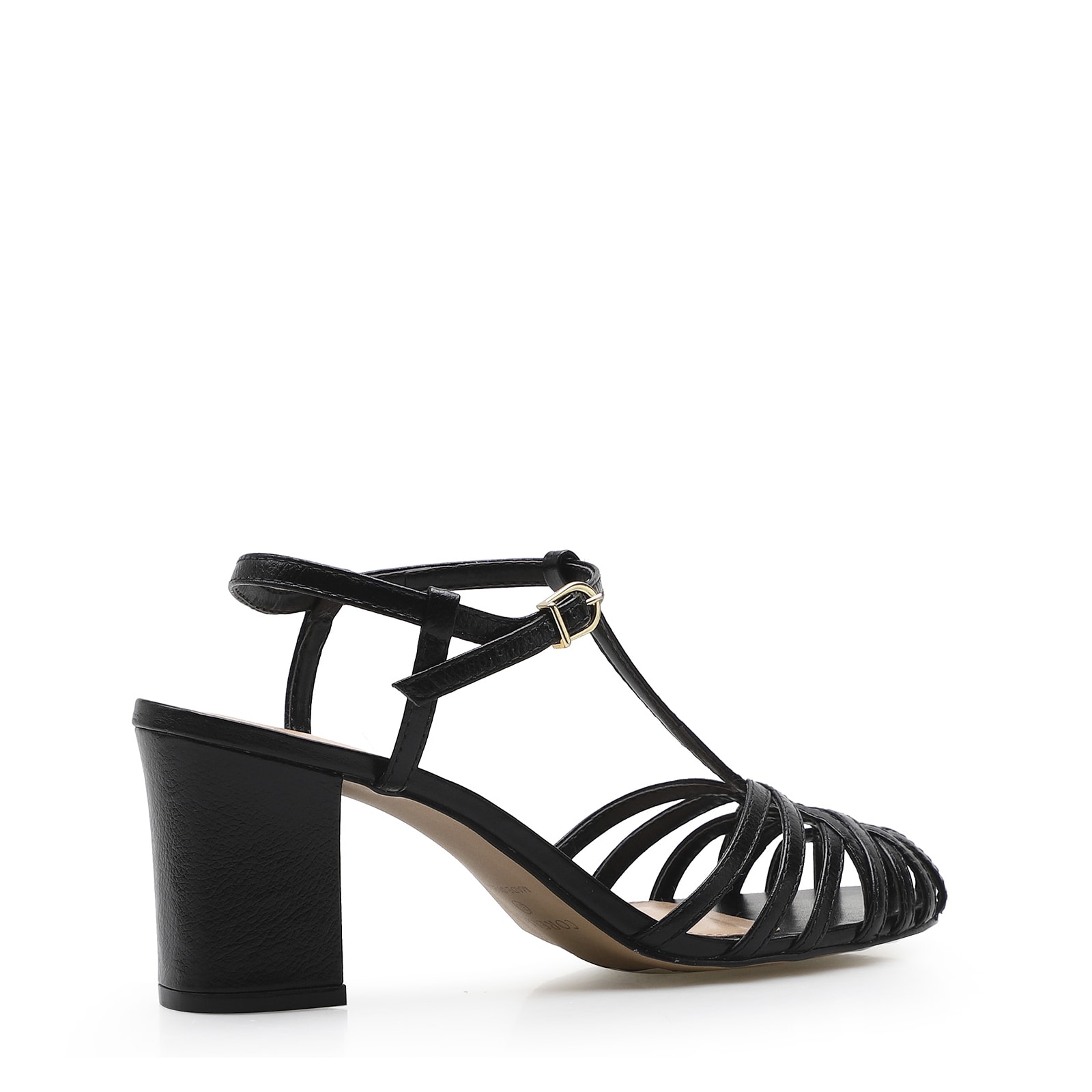 Scarpin Tira t Couro Preto