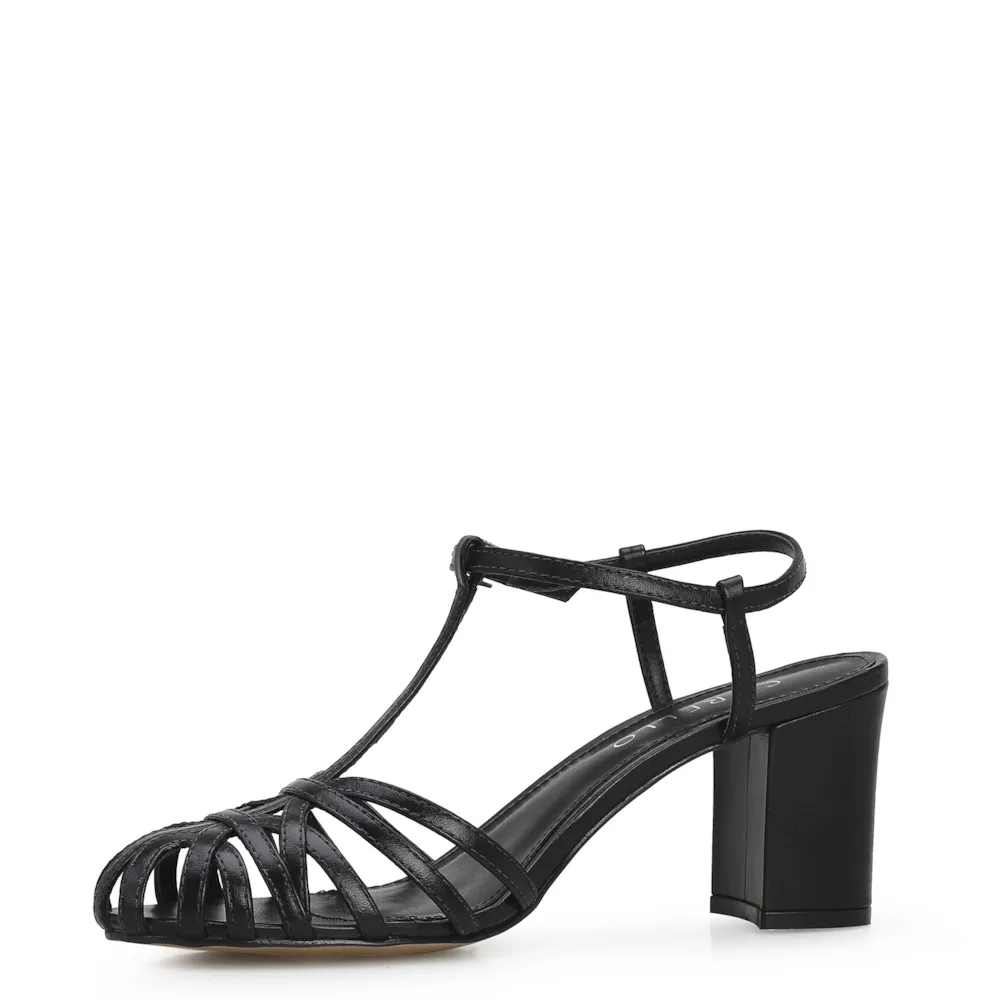 Scarpin Tira t Couro Preto - imagem 4
