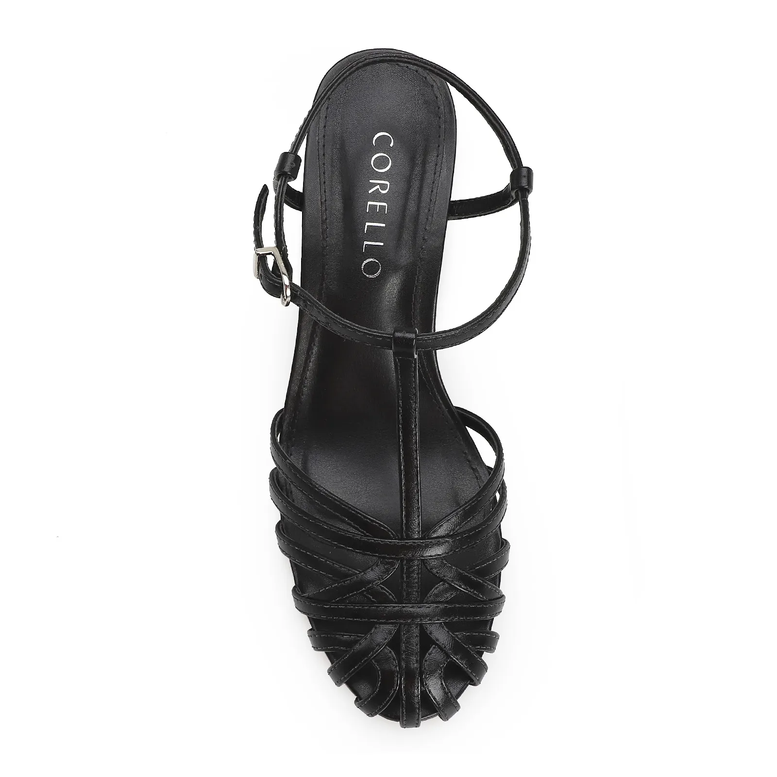 Scarpin Tira t Couro Preto
