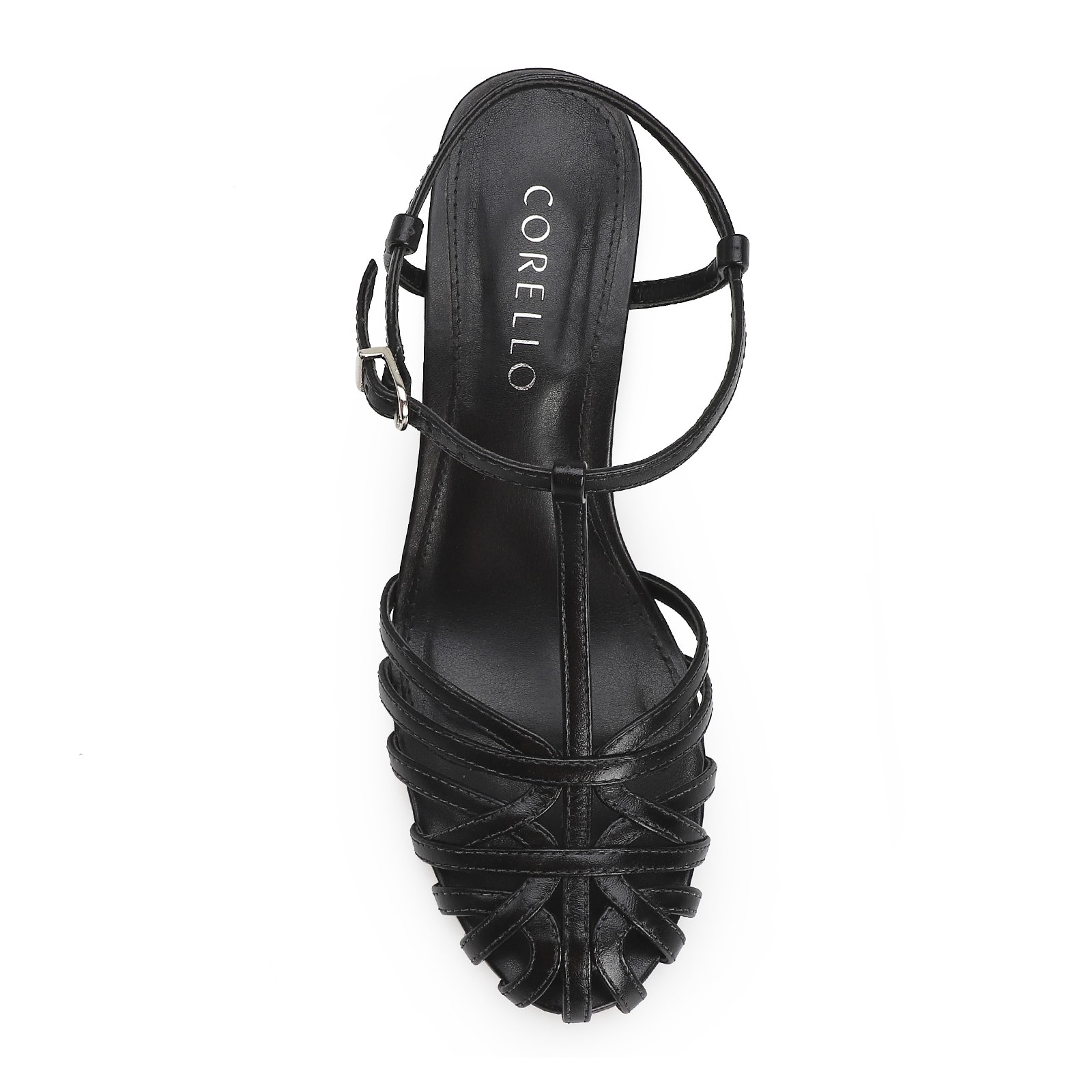 Scarpin Tira t Couro Preto