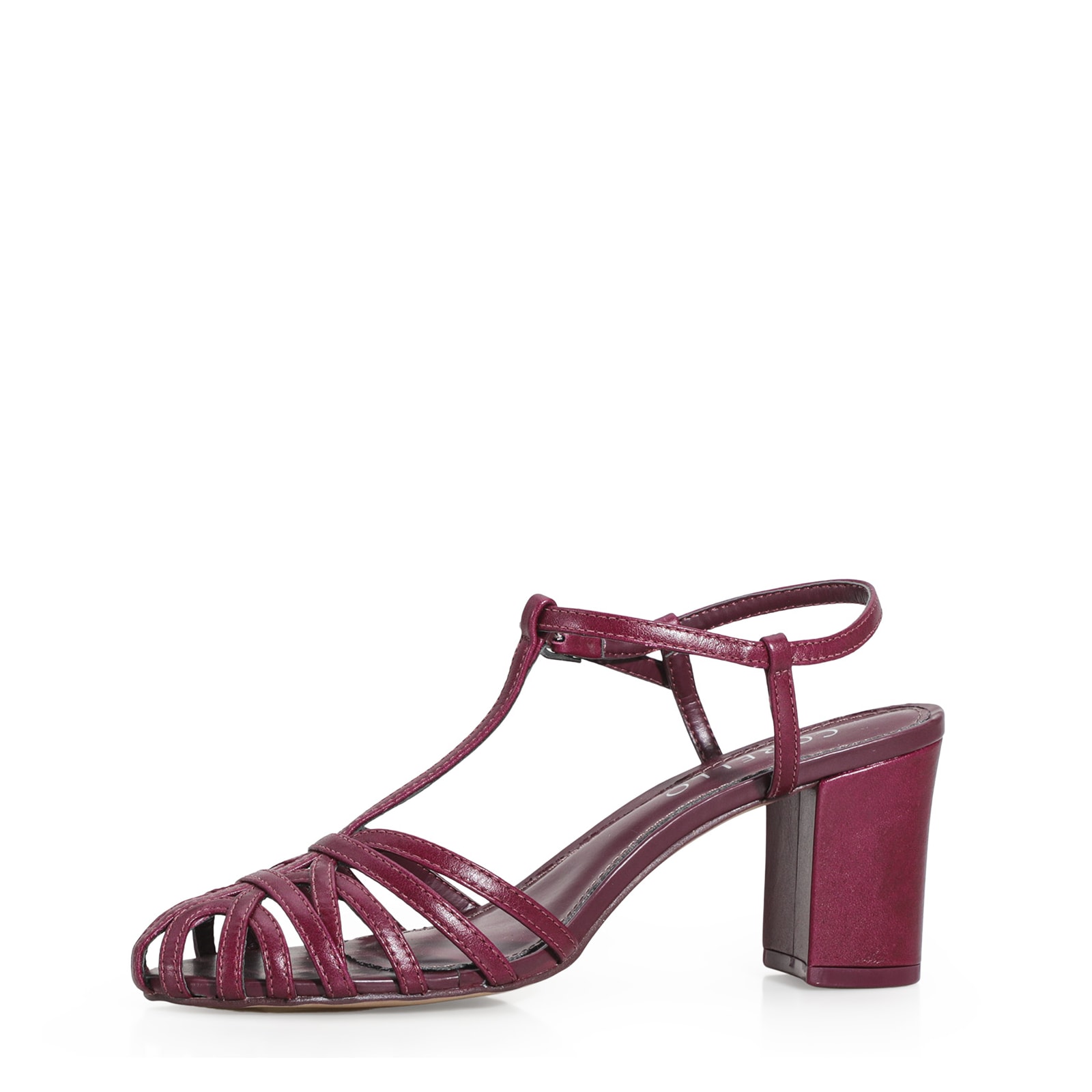 Scarpin Tira t Couro Vinho