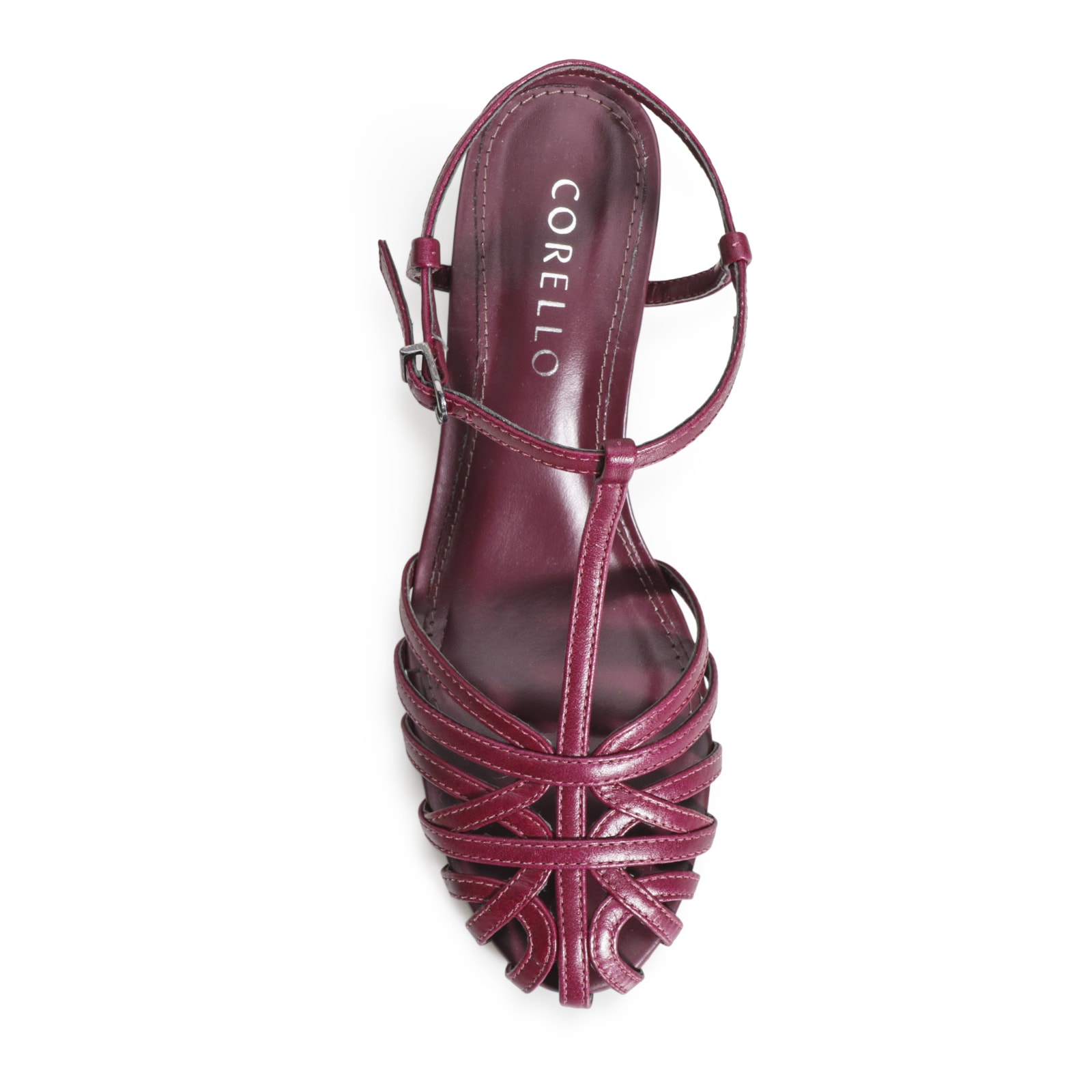Scarpin Tira t Couro Vinho