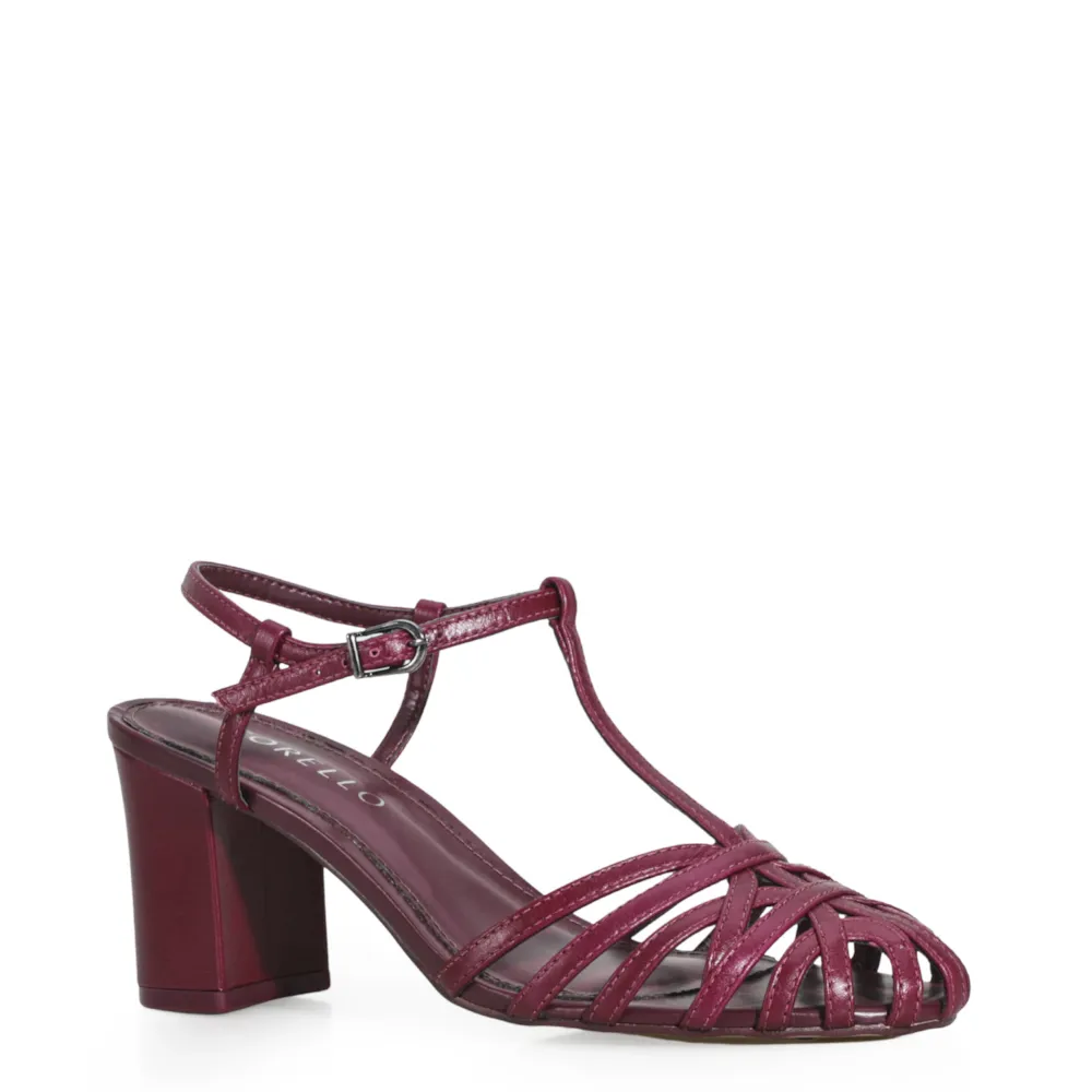 Scarpin Tira t Couro Vinho