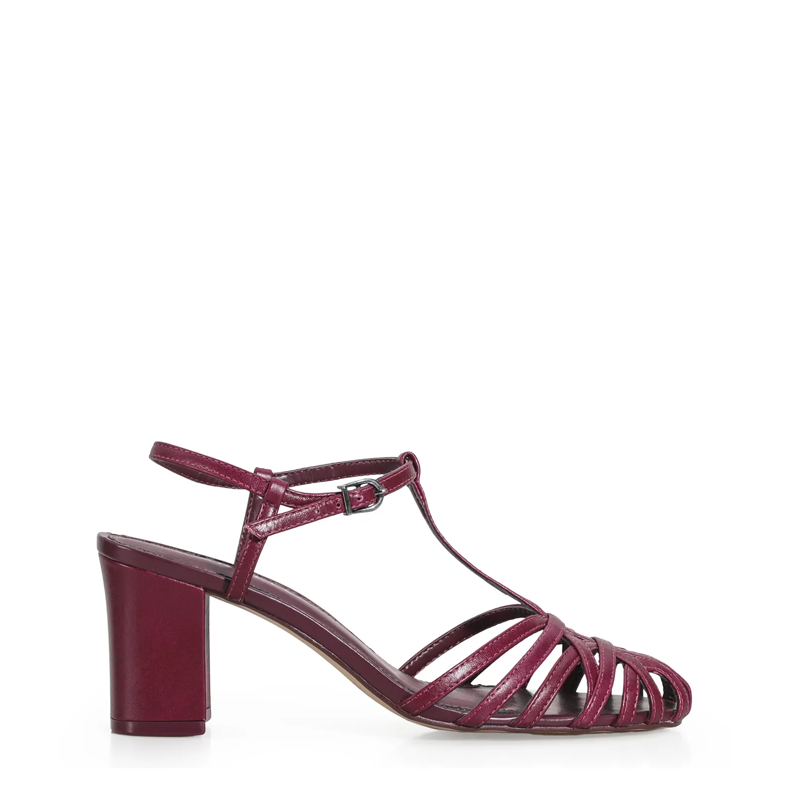 Scarpin Tira t Couro Vinho