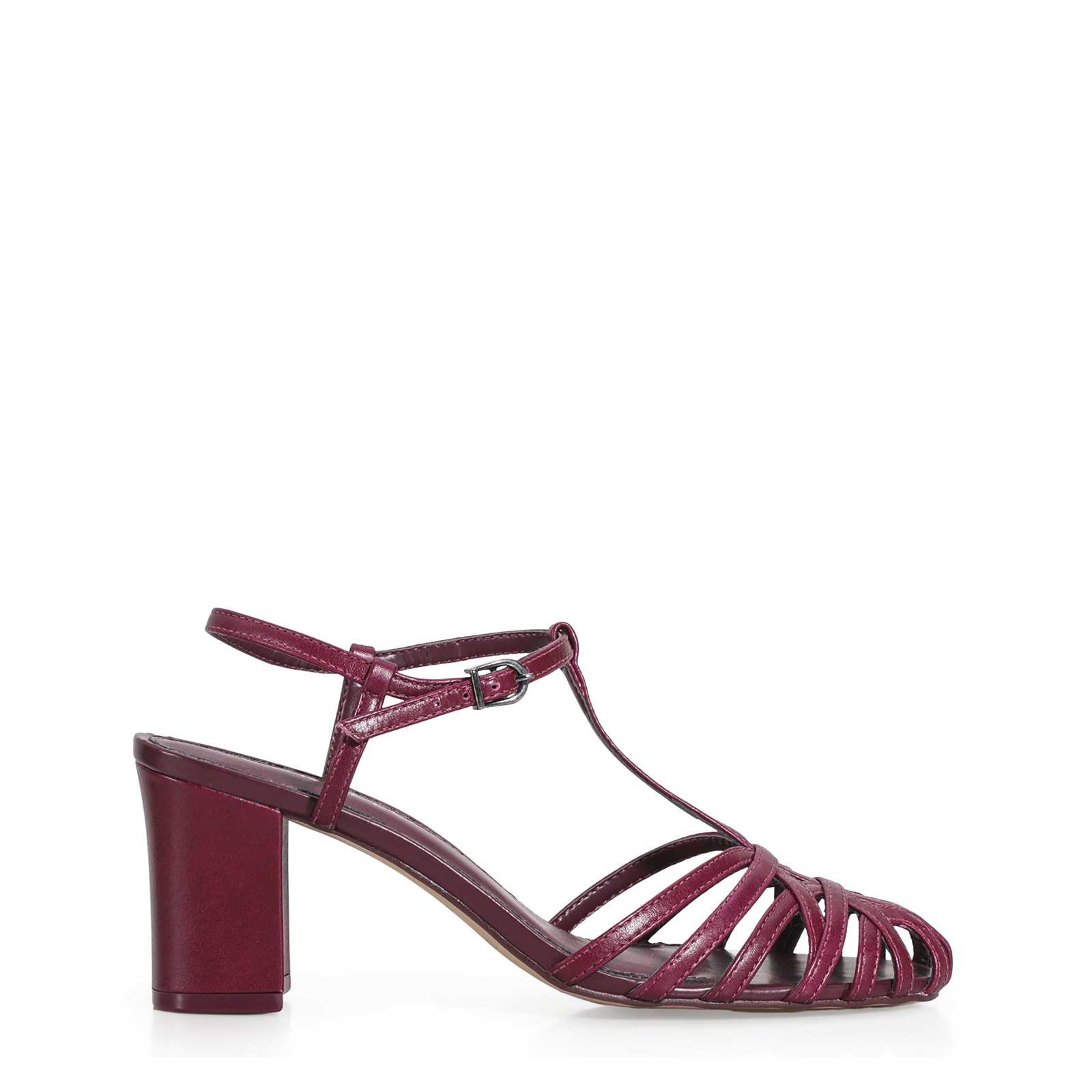 Scarpin Tira t Couro Vinho