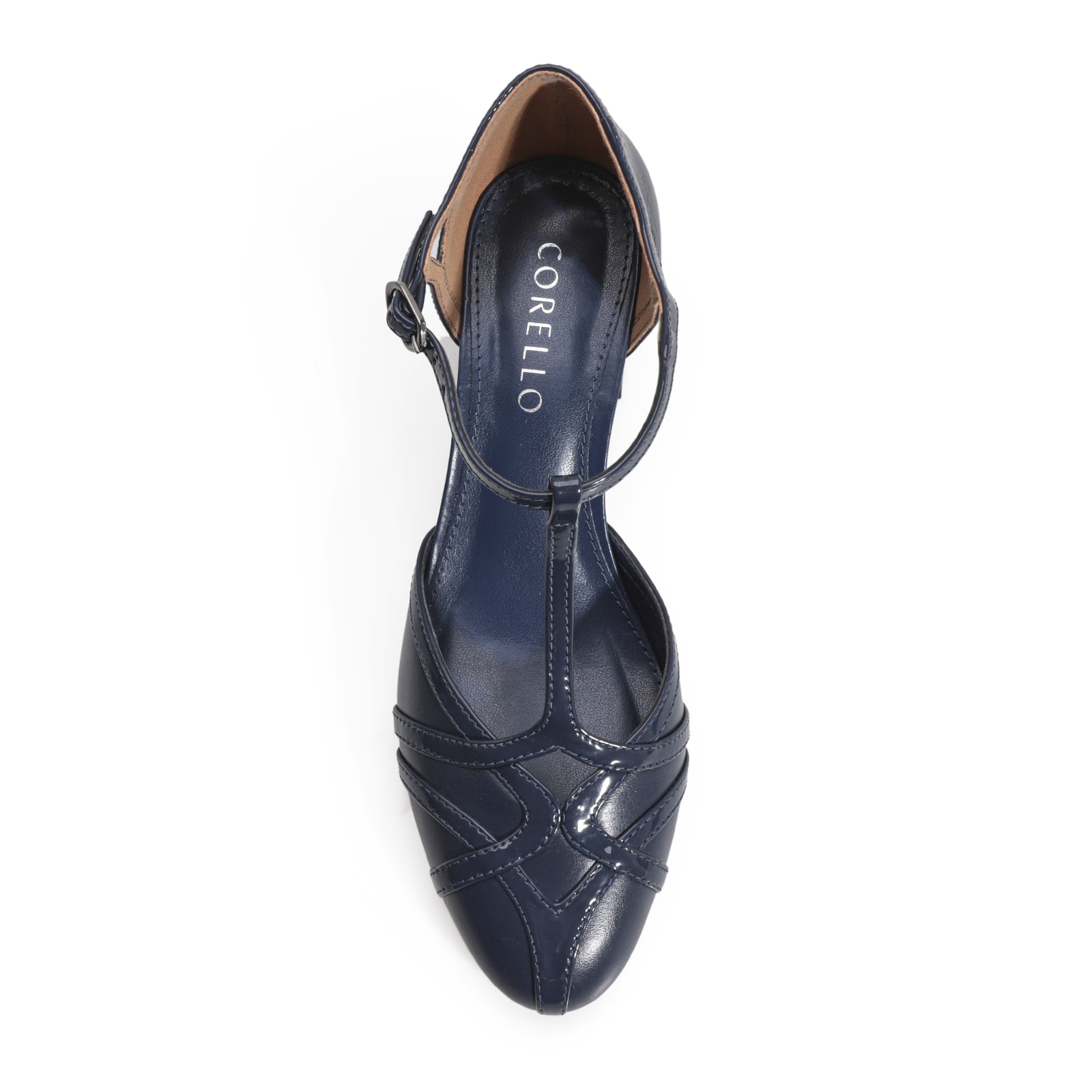 Scarpin Tiras Couro Azul