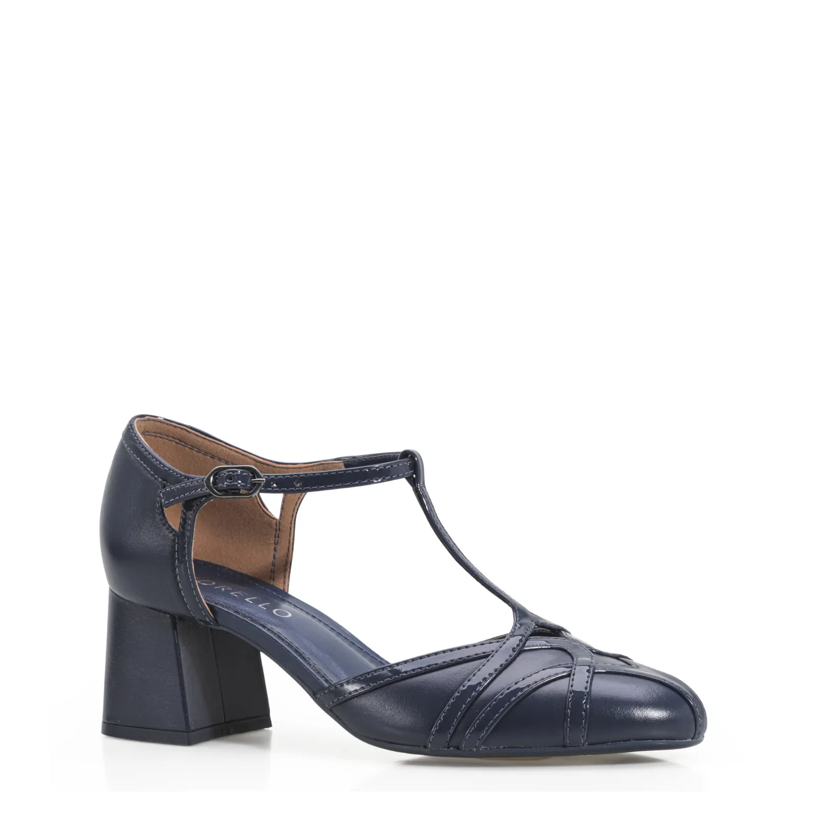 Scarpin Tiras Couro Azul