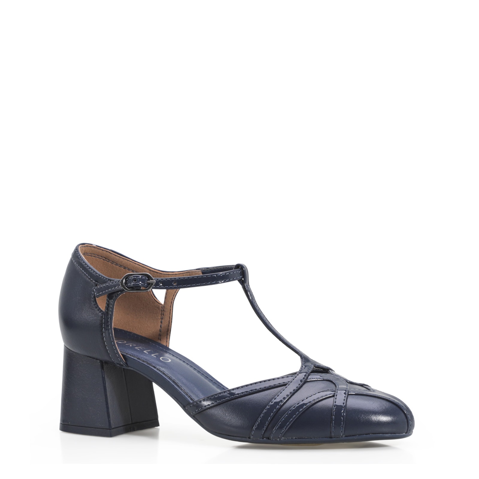 Scarpin Tiras Couro Azul