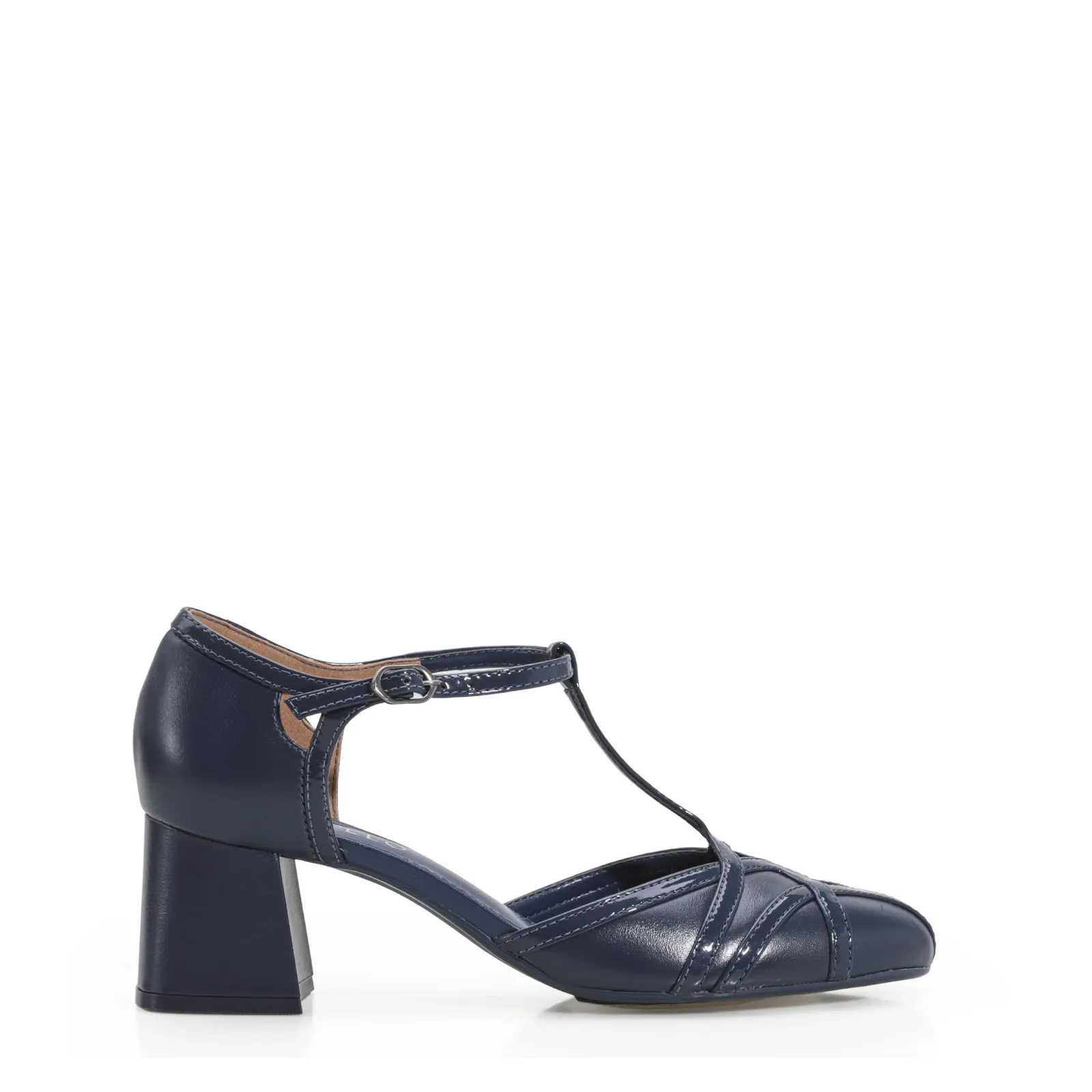 Scarpin Tiras Couro Azul
