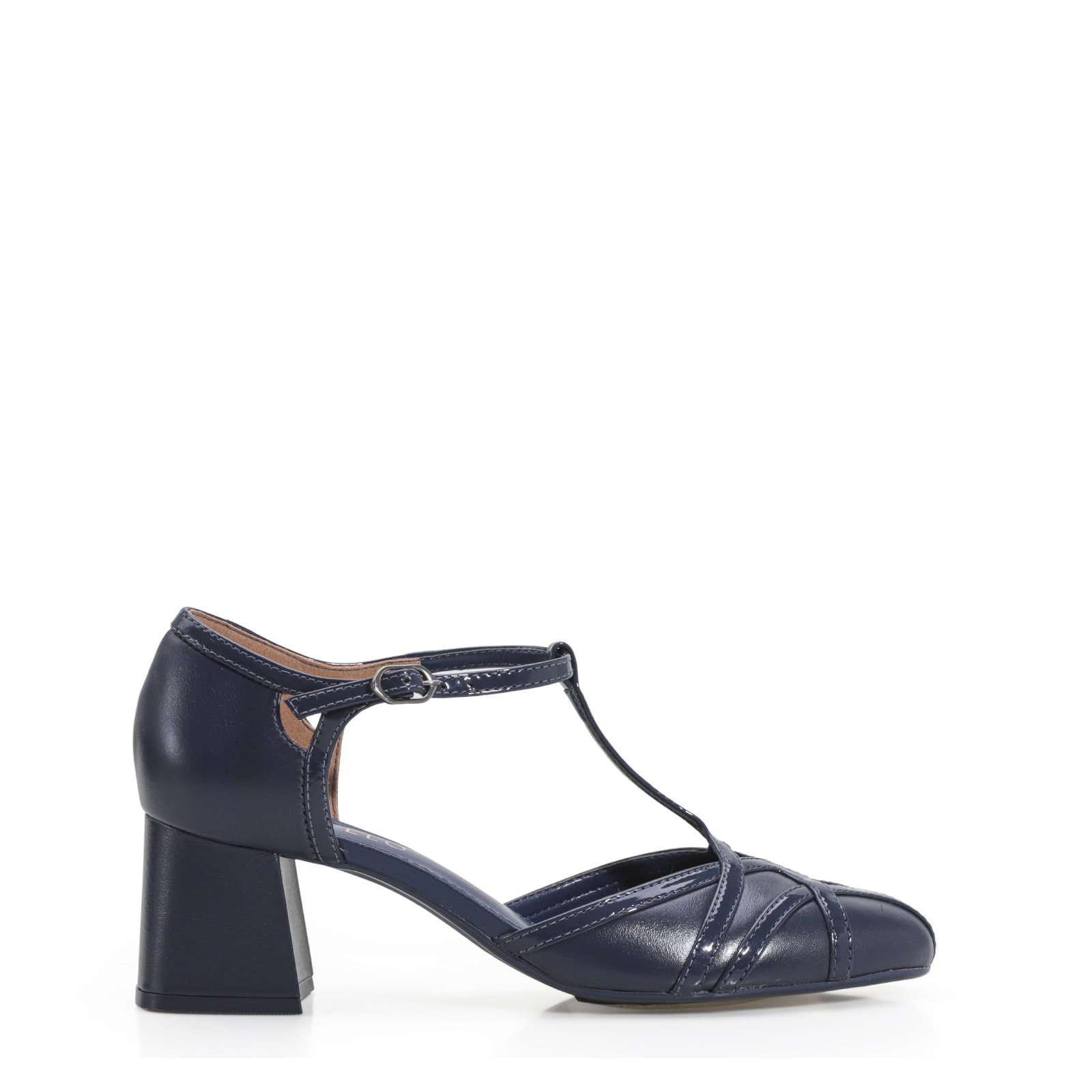 Scarpin Tiras Couro Azul