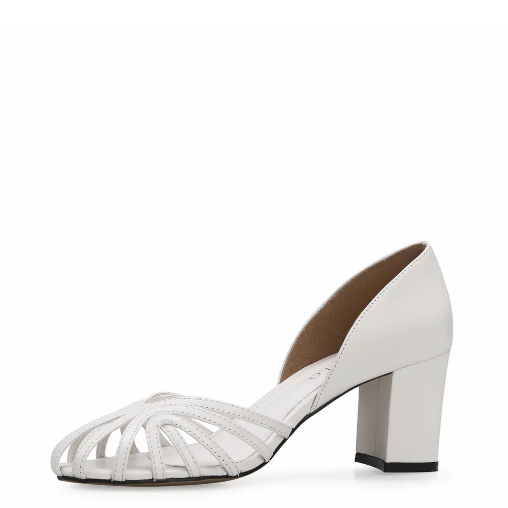 Scarpin Tiras Couro Branco - imagem 4
