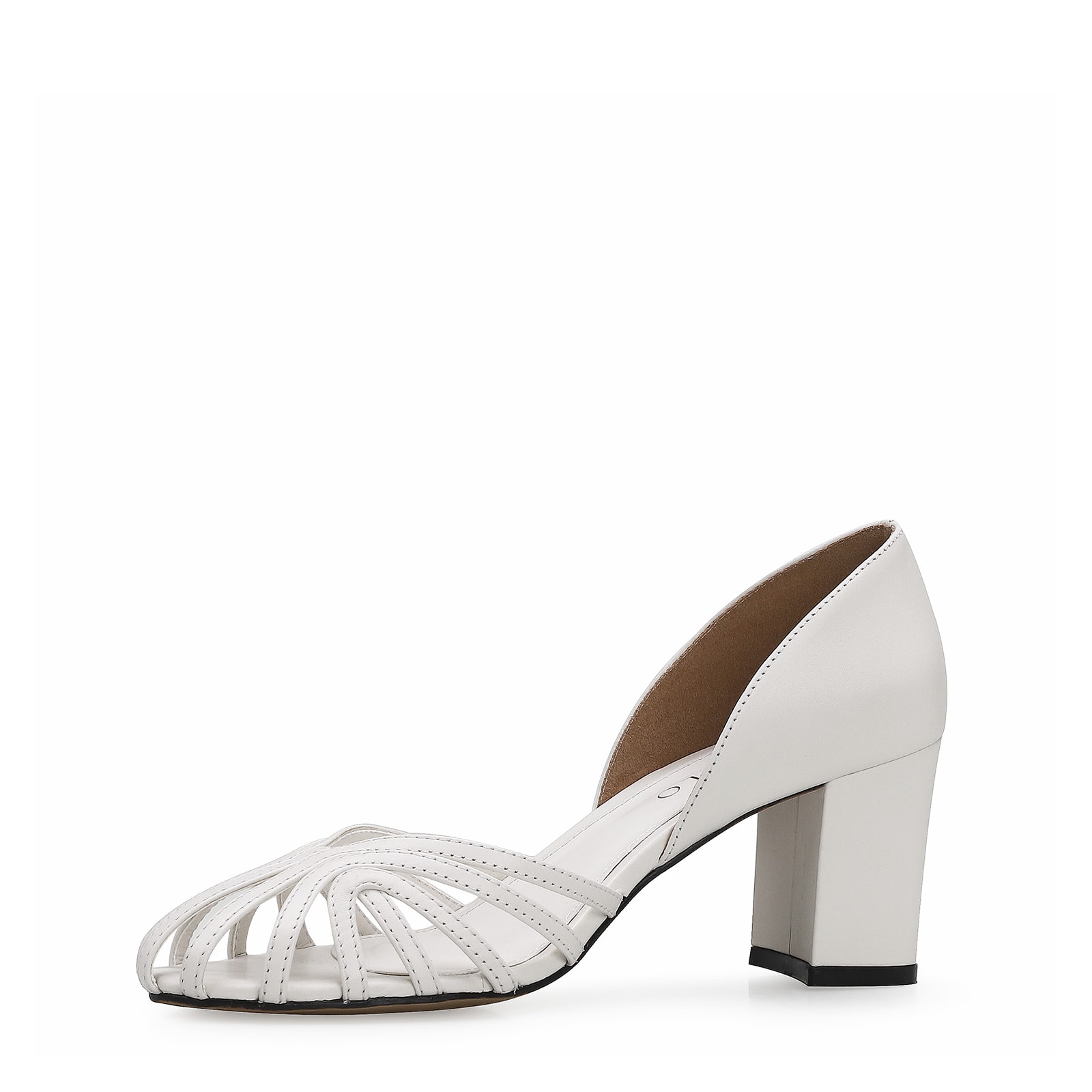 Scarpin Tiras Couro Branco