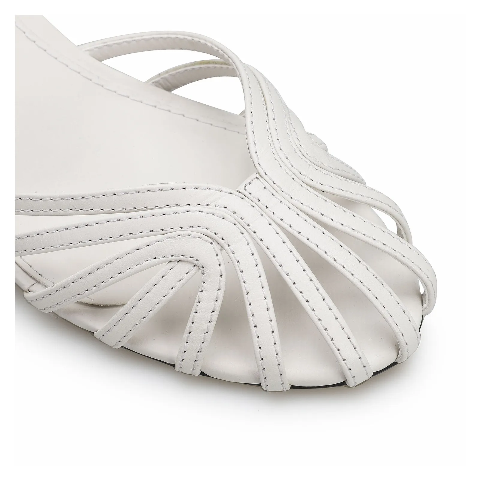 Scarpin Tiras Couro Branco