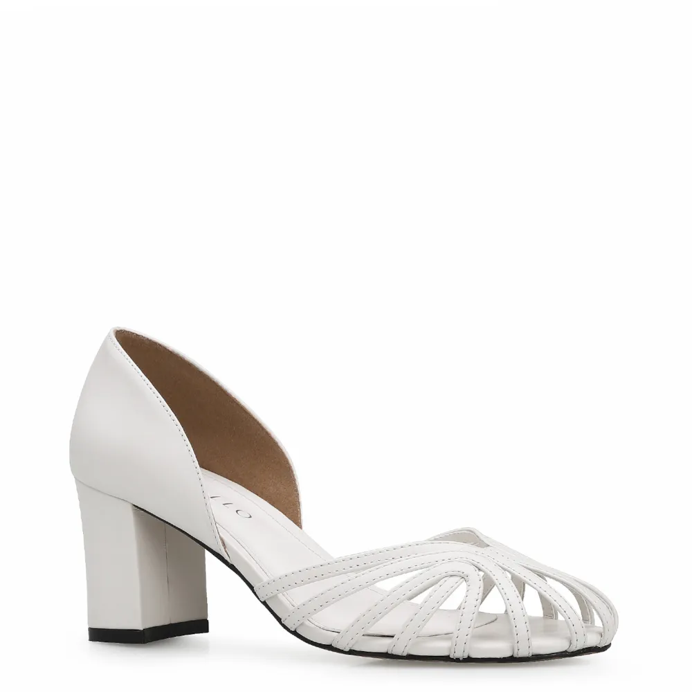 Scarpin Tiras Couro Branco