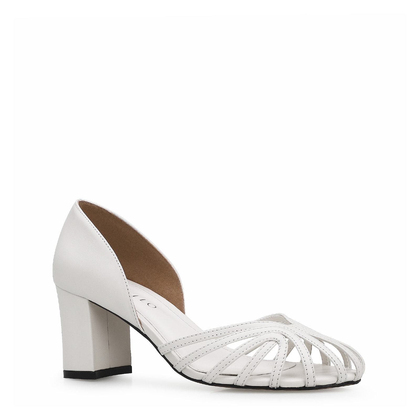 Scarpin Tiras Couro Branco