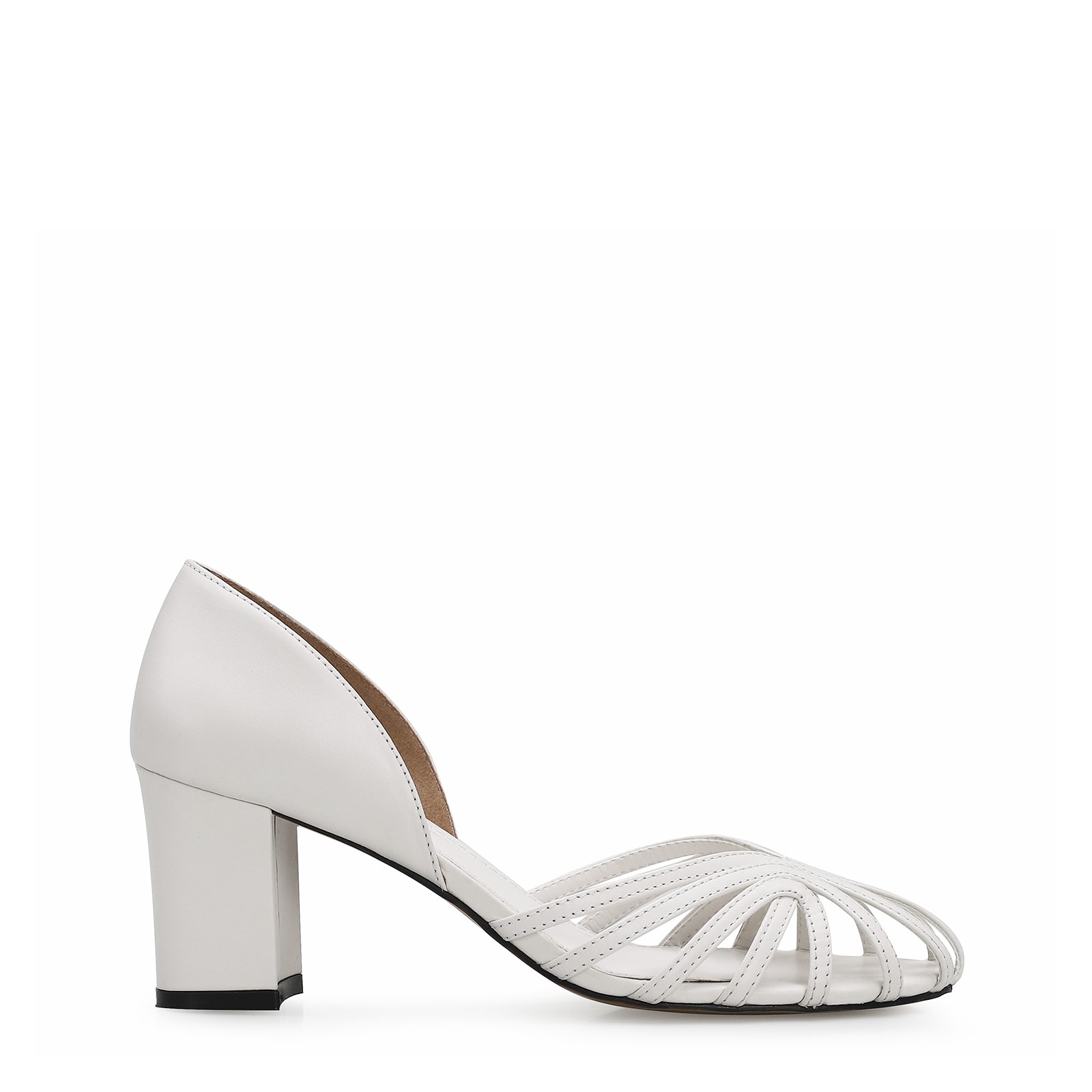 Scarpin Tiras Couro Branco