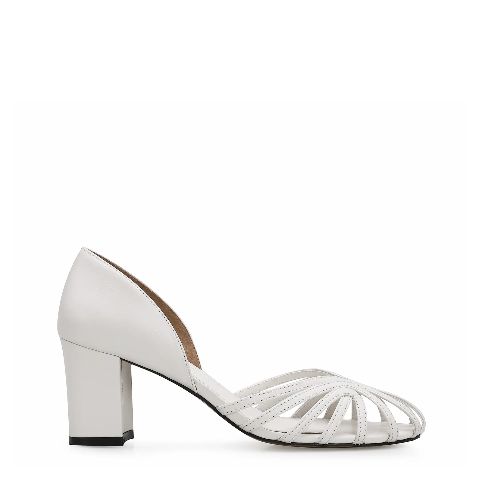 Scarpin Tiras Couro Branco