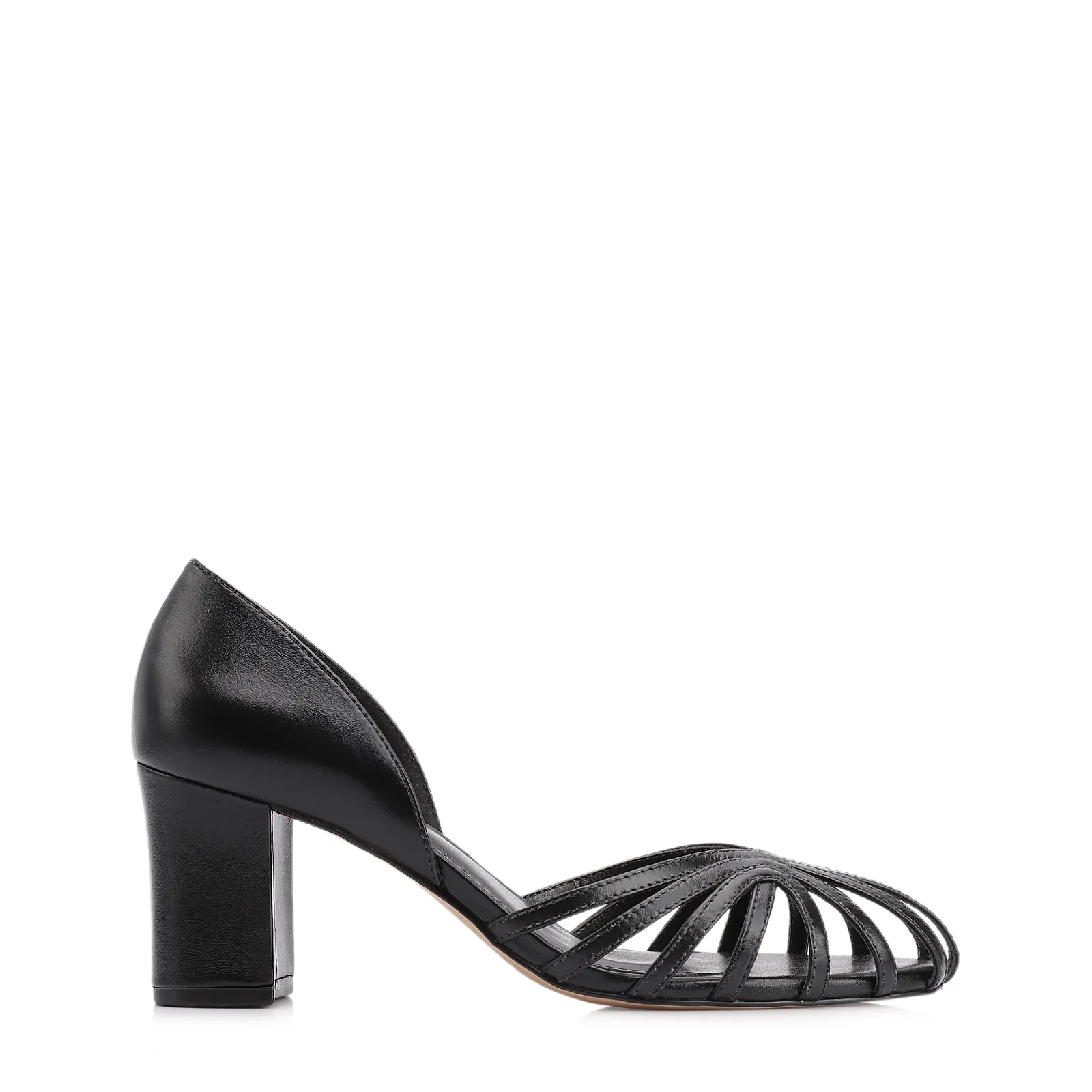 Scarpin Tiras Couro Preto