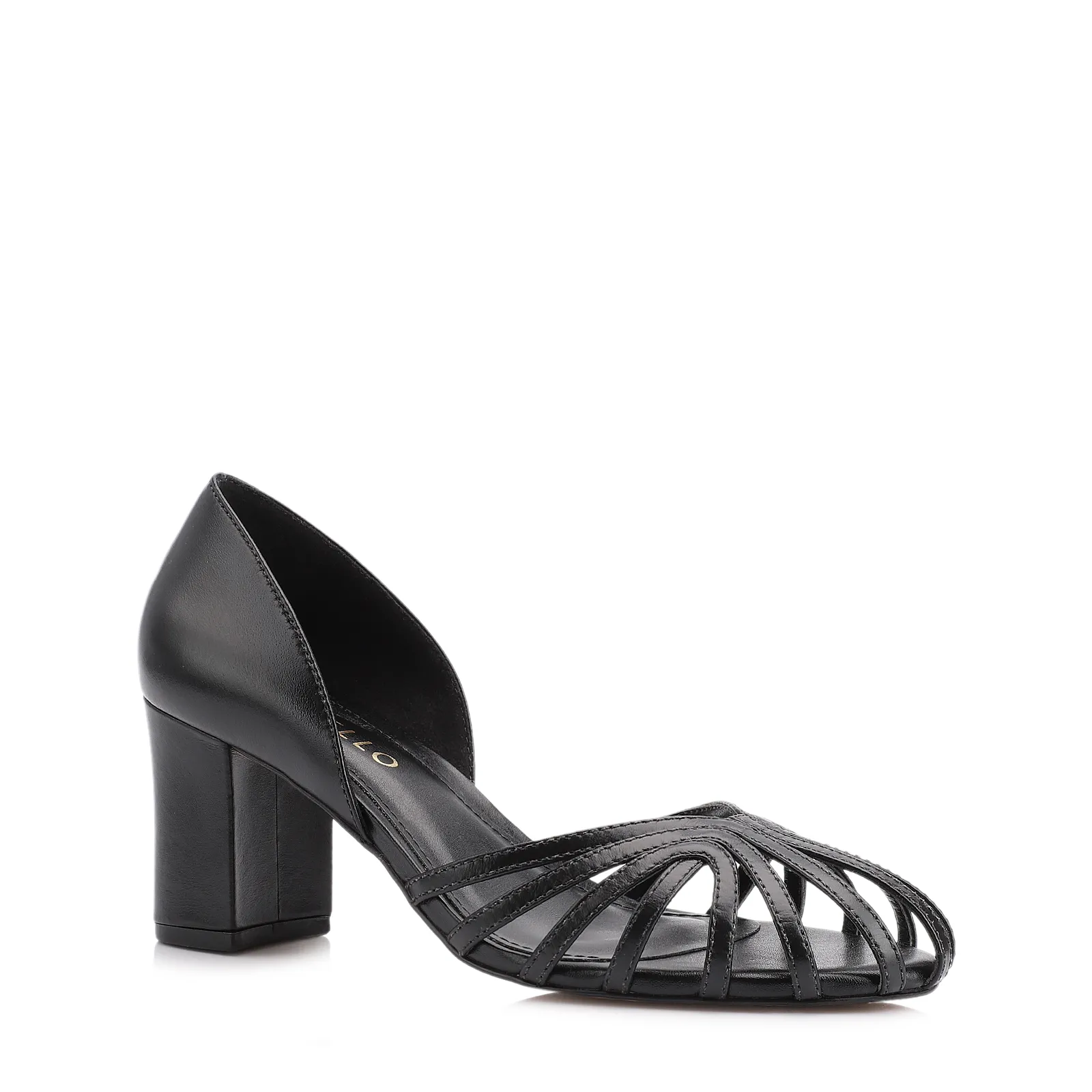 Scarpin Tiras Couro Preto