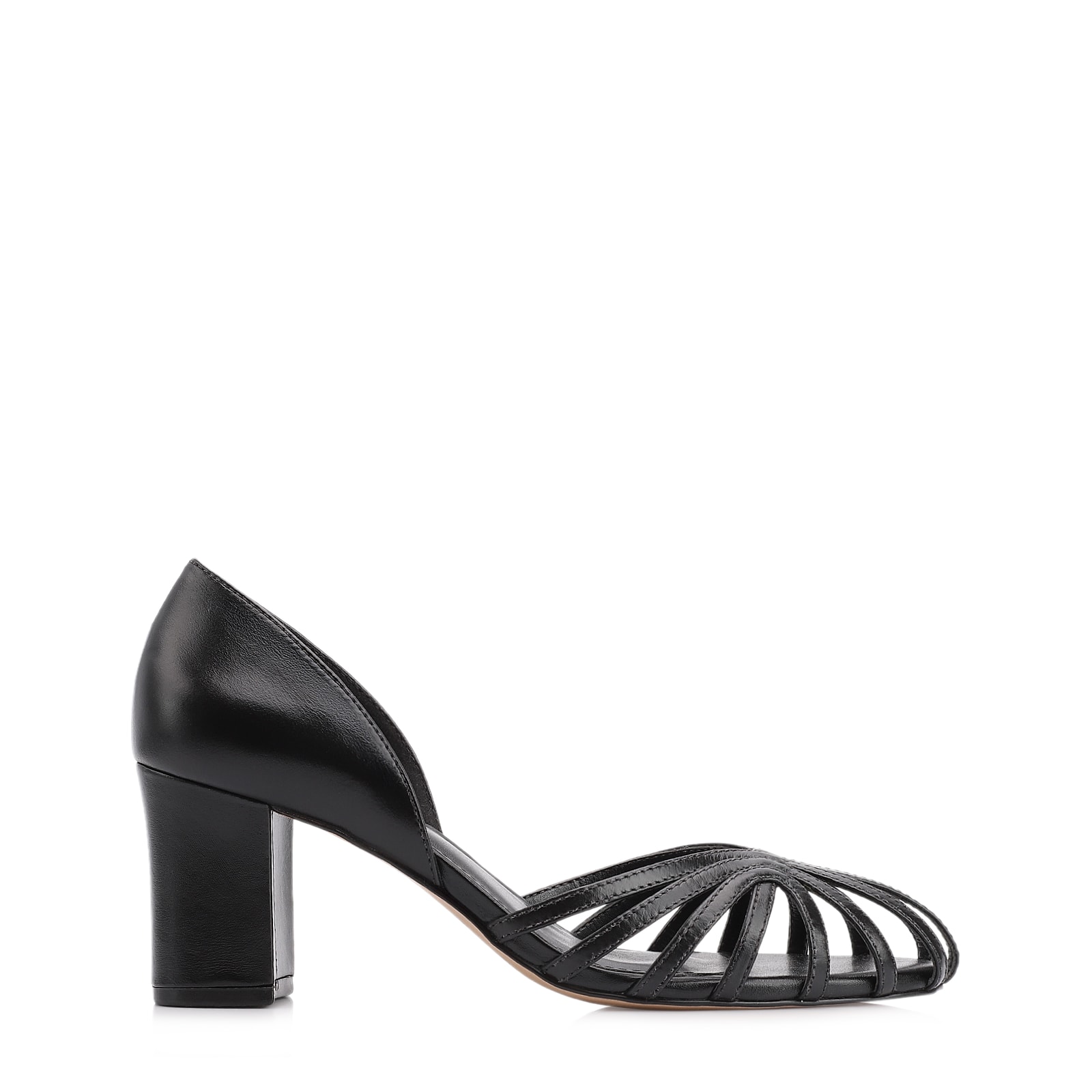 Scarpin Tiras Couro Preto