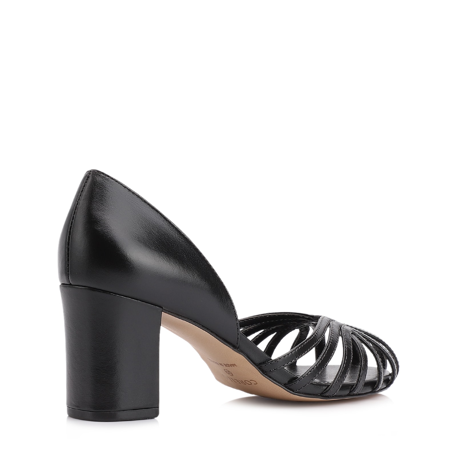 Scarpin Tiras Couro Preto