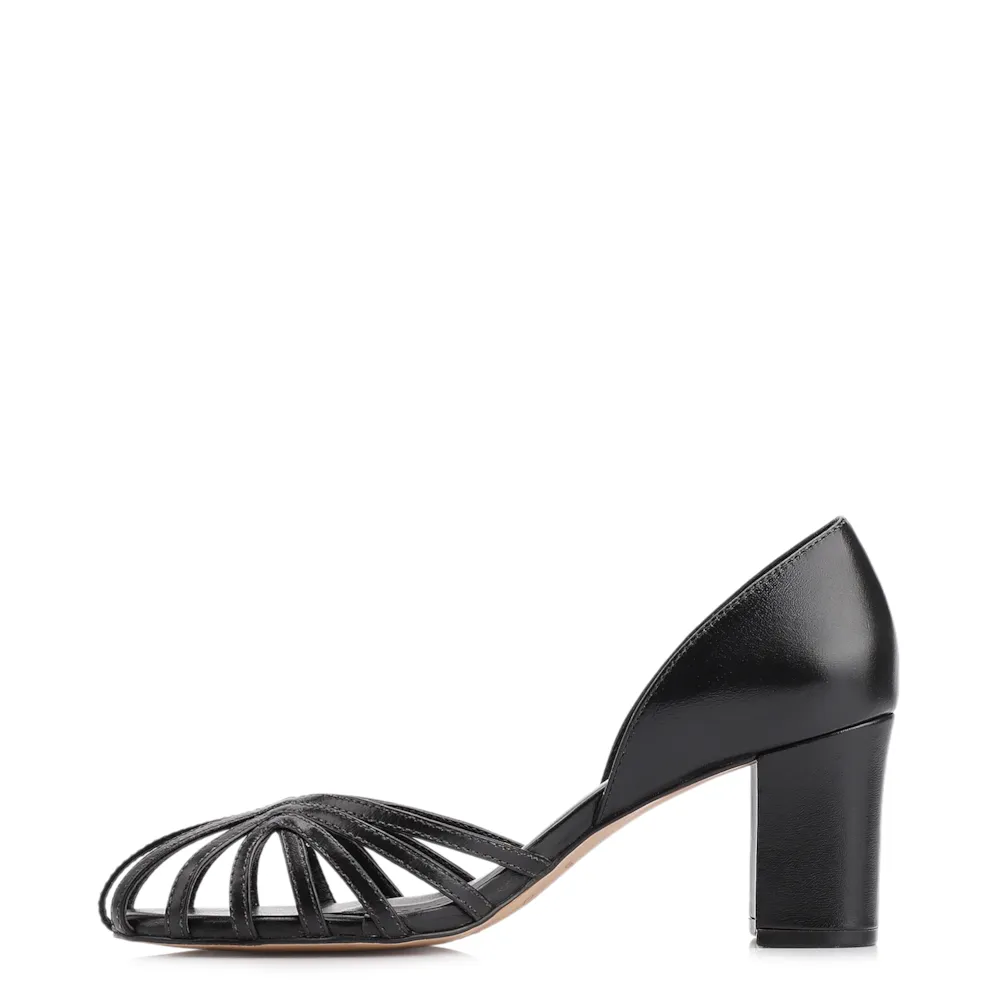 Scarpin Tiras Couro Preto - imagem 5