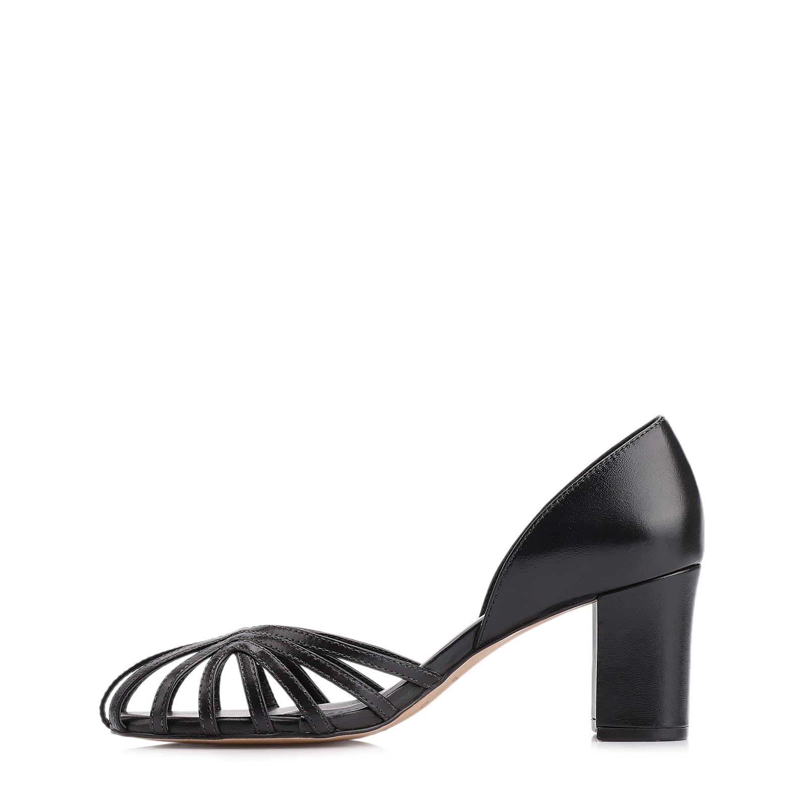 Scarpin Tiras Couro Preto