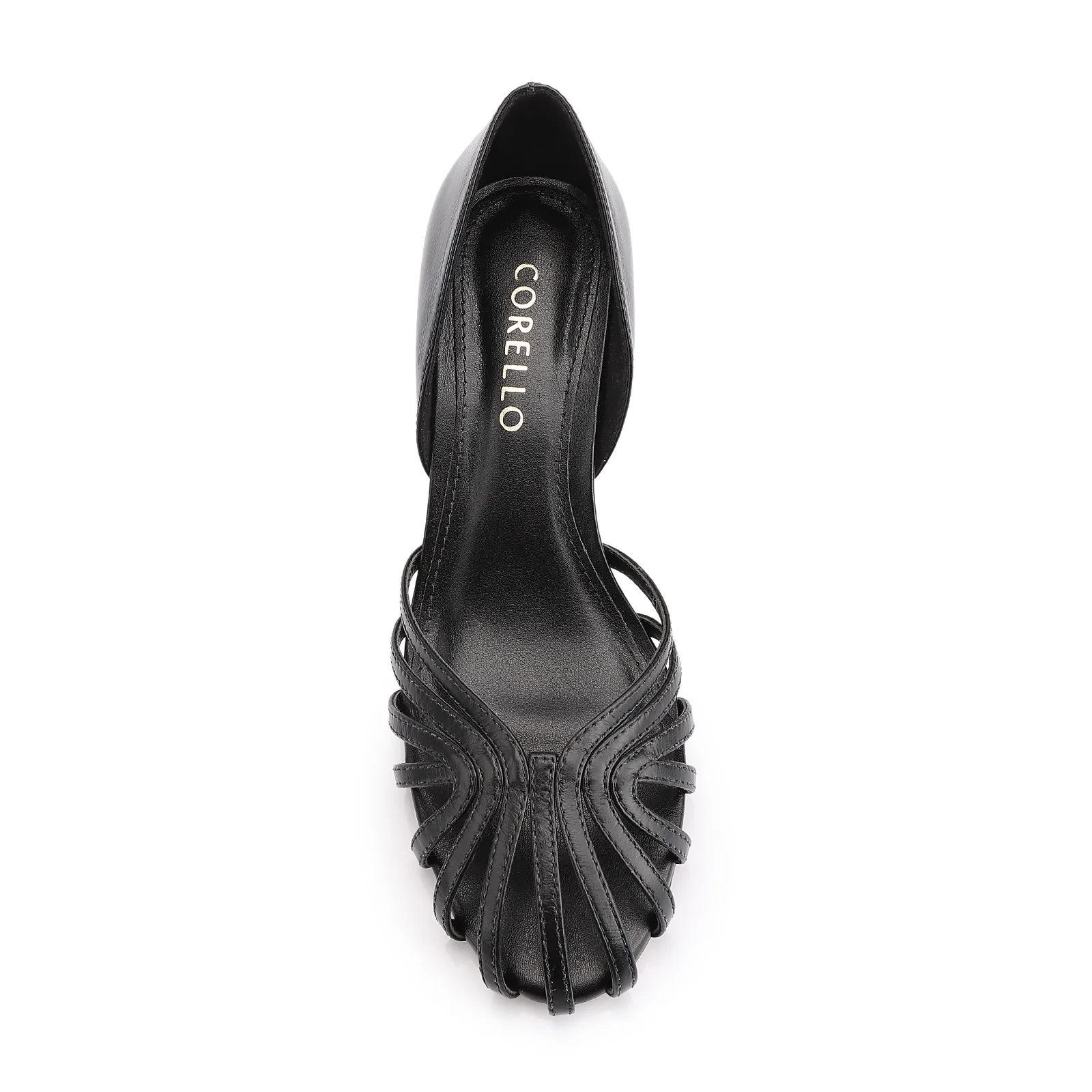 Scarpin Tiras Couro Preto