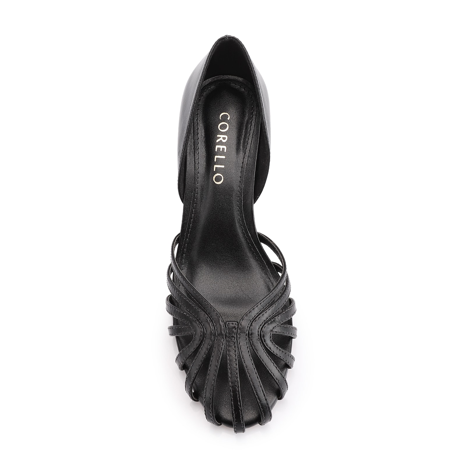 Scarpin Tiras Couro Preto