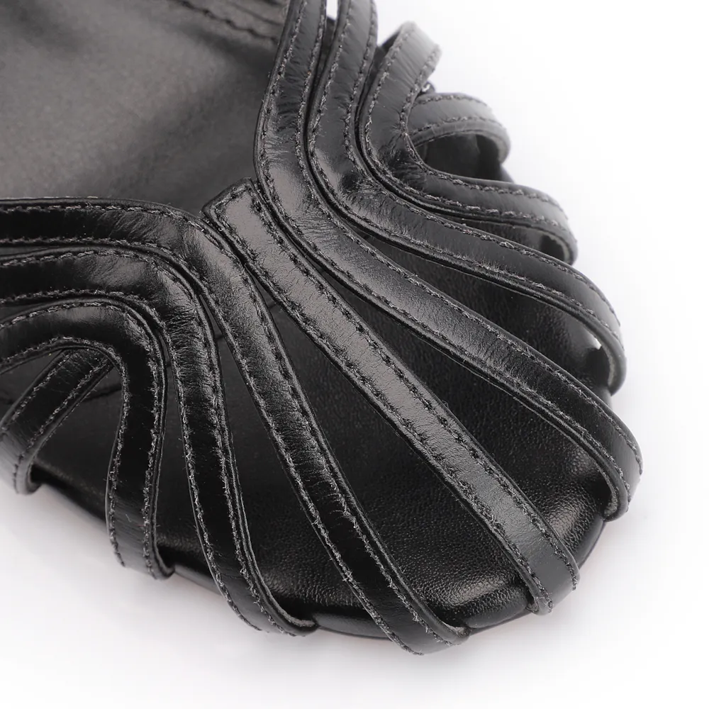 Scarpin Tiras Couro Preto - imagem 7