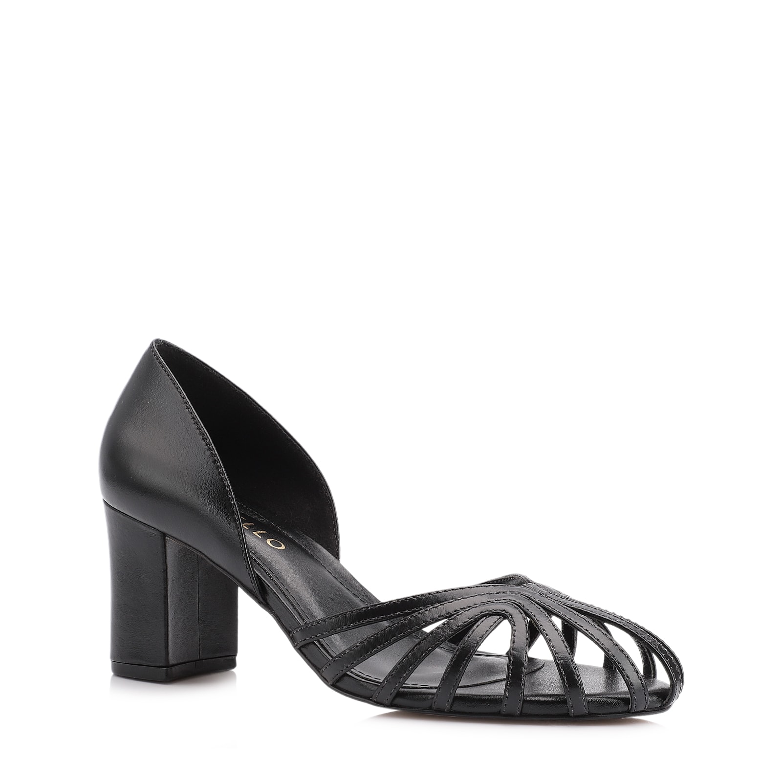 Scarpin Tiras Couro Preto