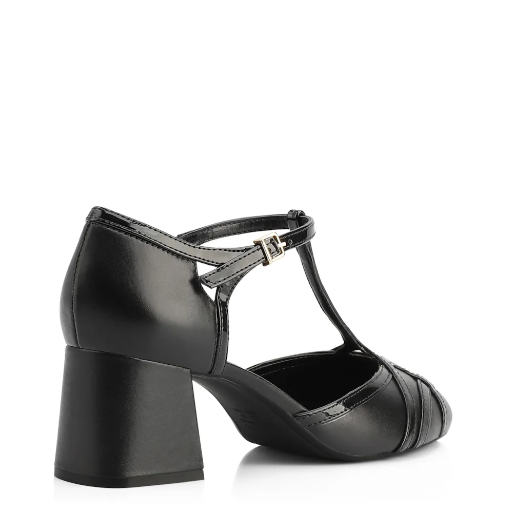 Scarpin Tiras Couro/Verniz Preto - imagem 4